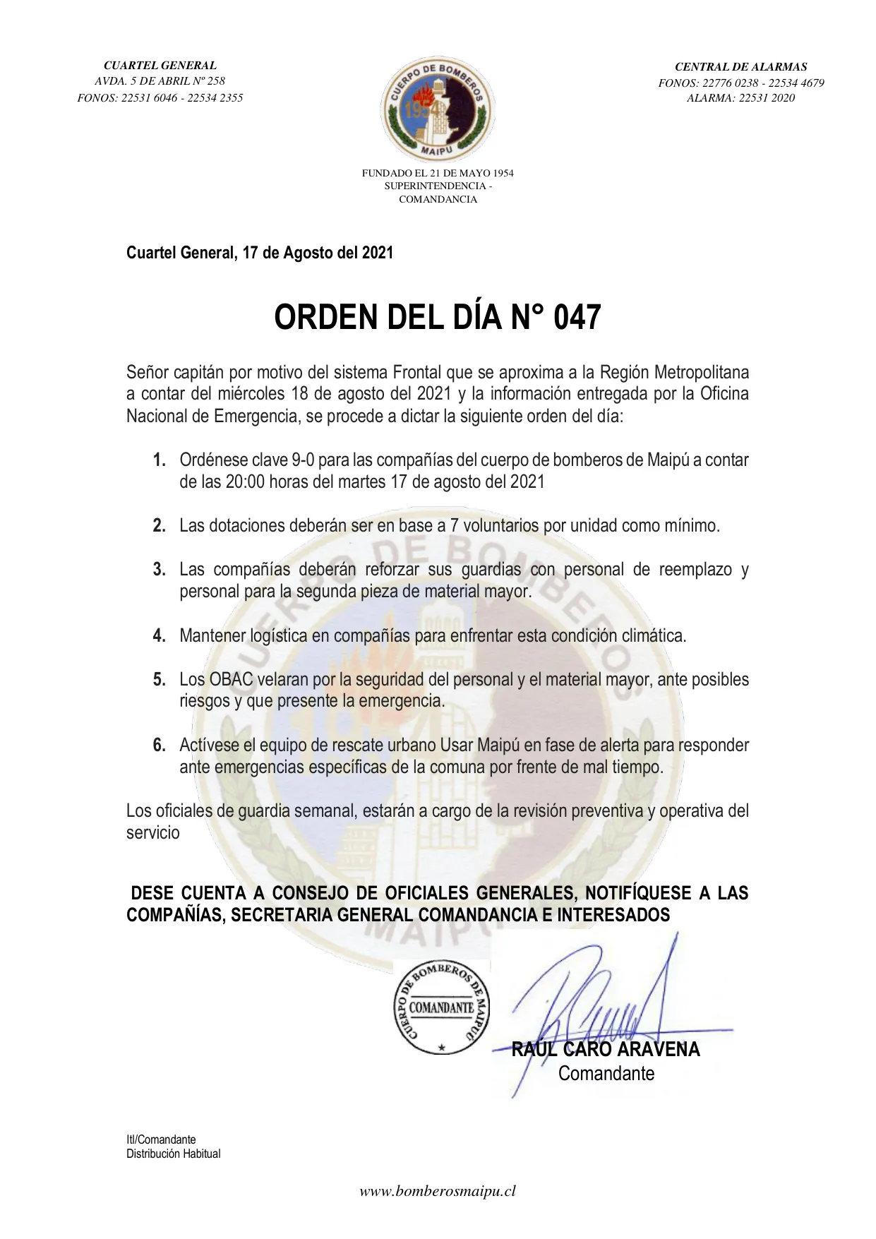Página 1 de Orden del Día N° 47/2021