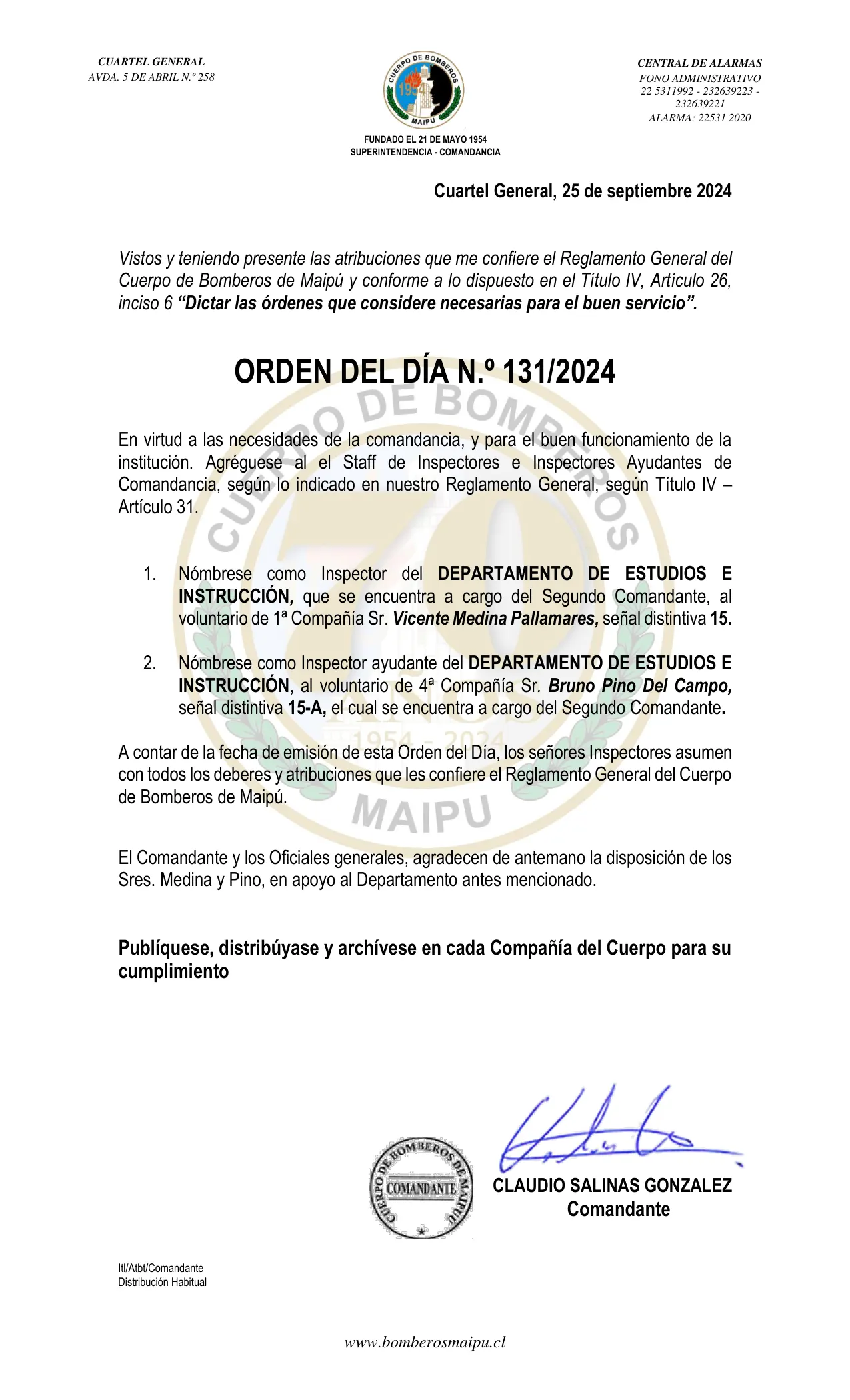Página 1 de Orden del Día N° 131/2024
