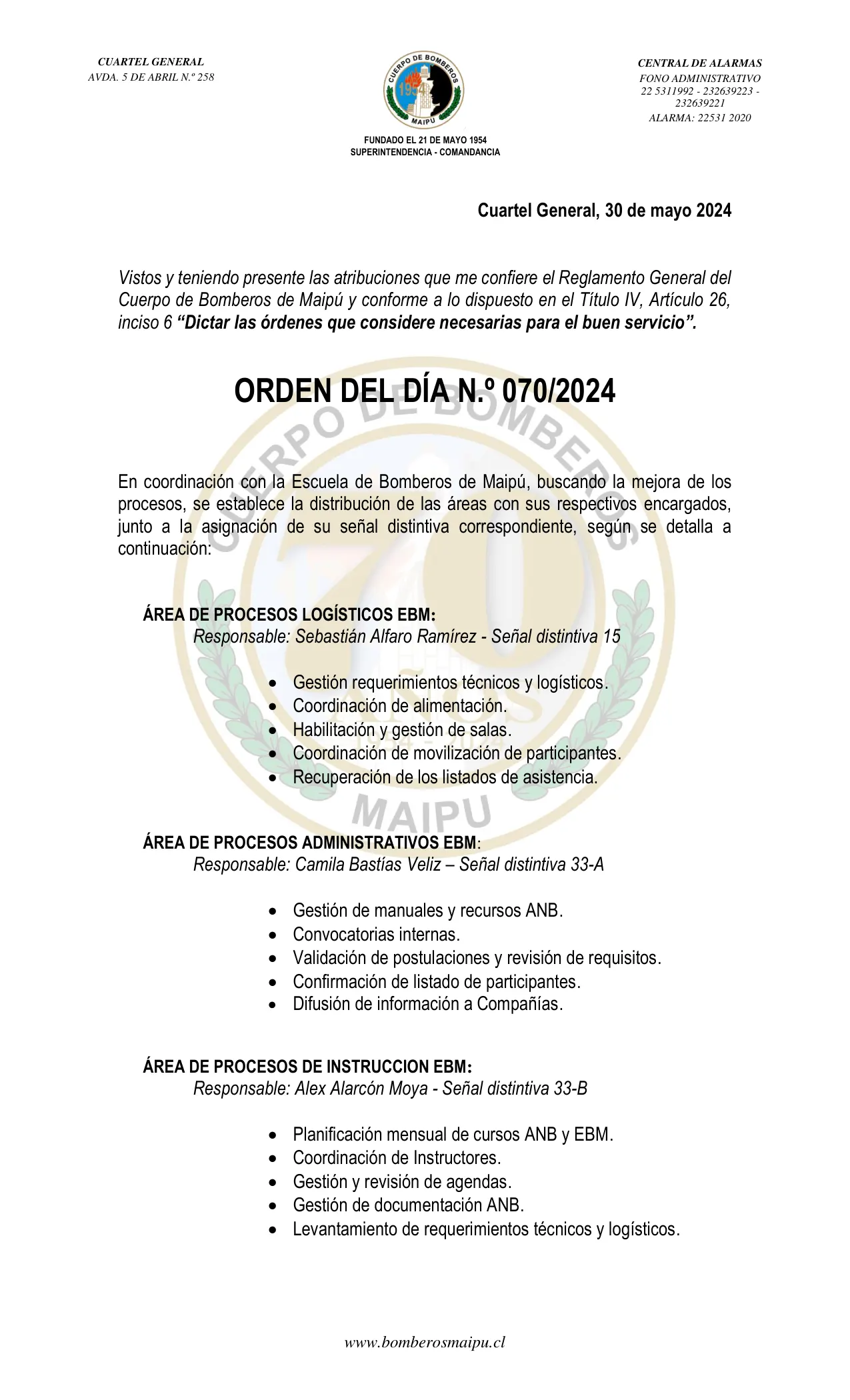 Página 1 de Orden del Día N° 70/2024