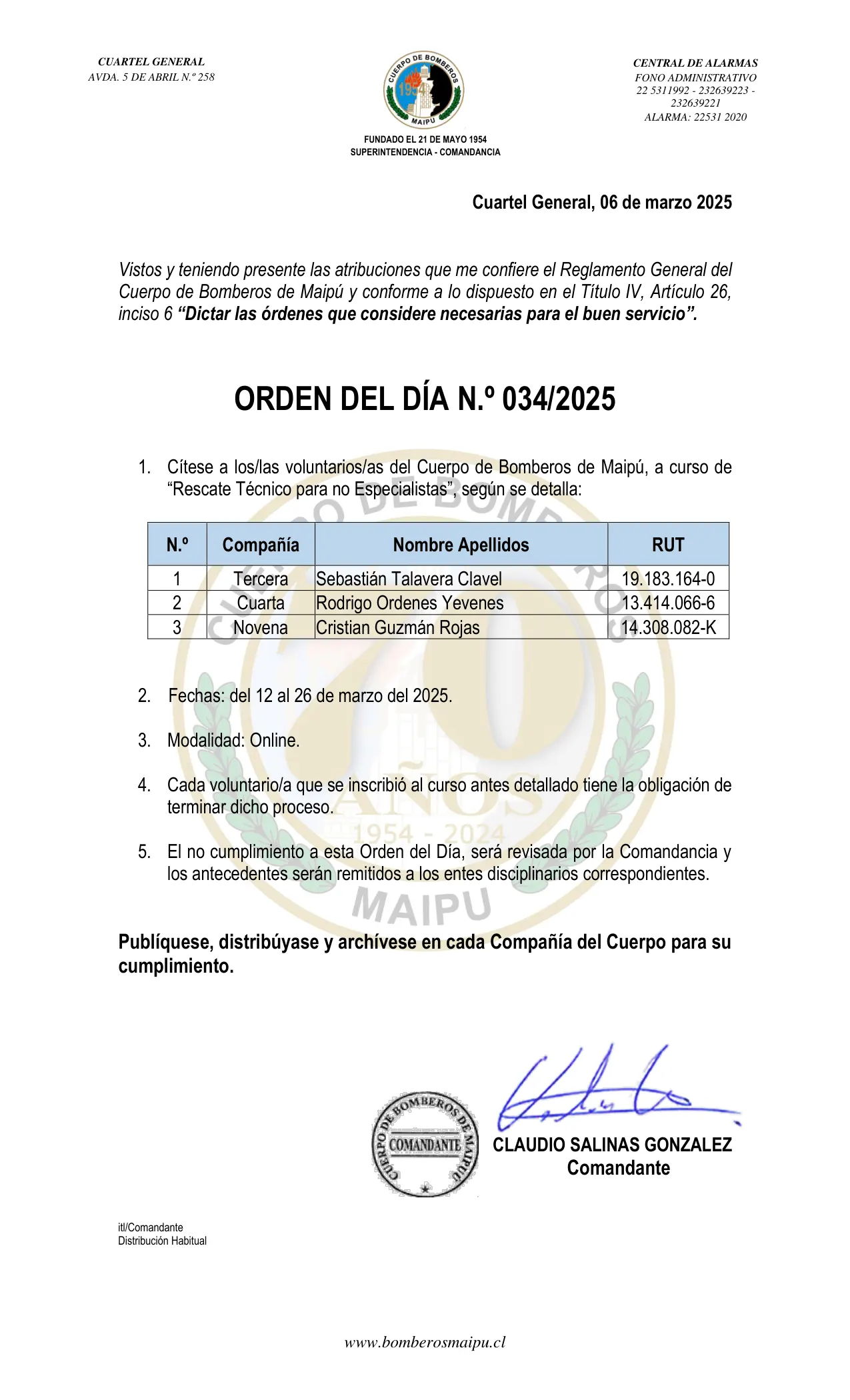 Orden del Día N° 34/2025
