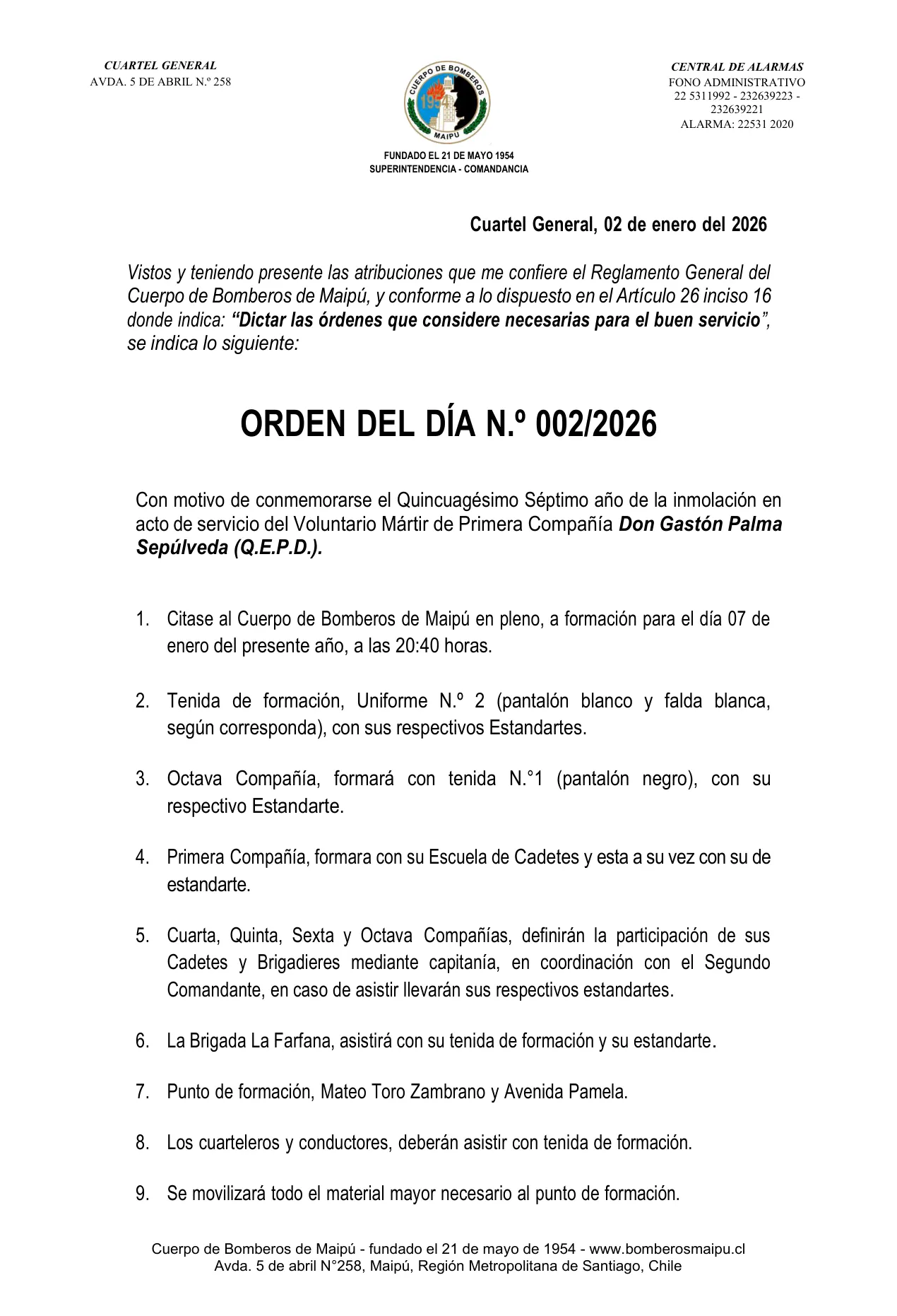 Página 1 de Orden del Día N° 2/2026