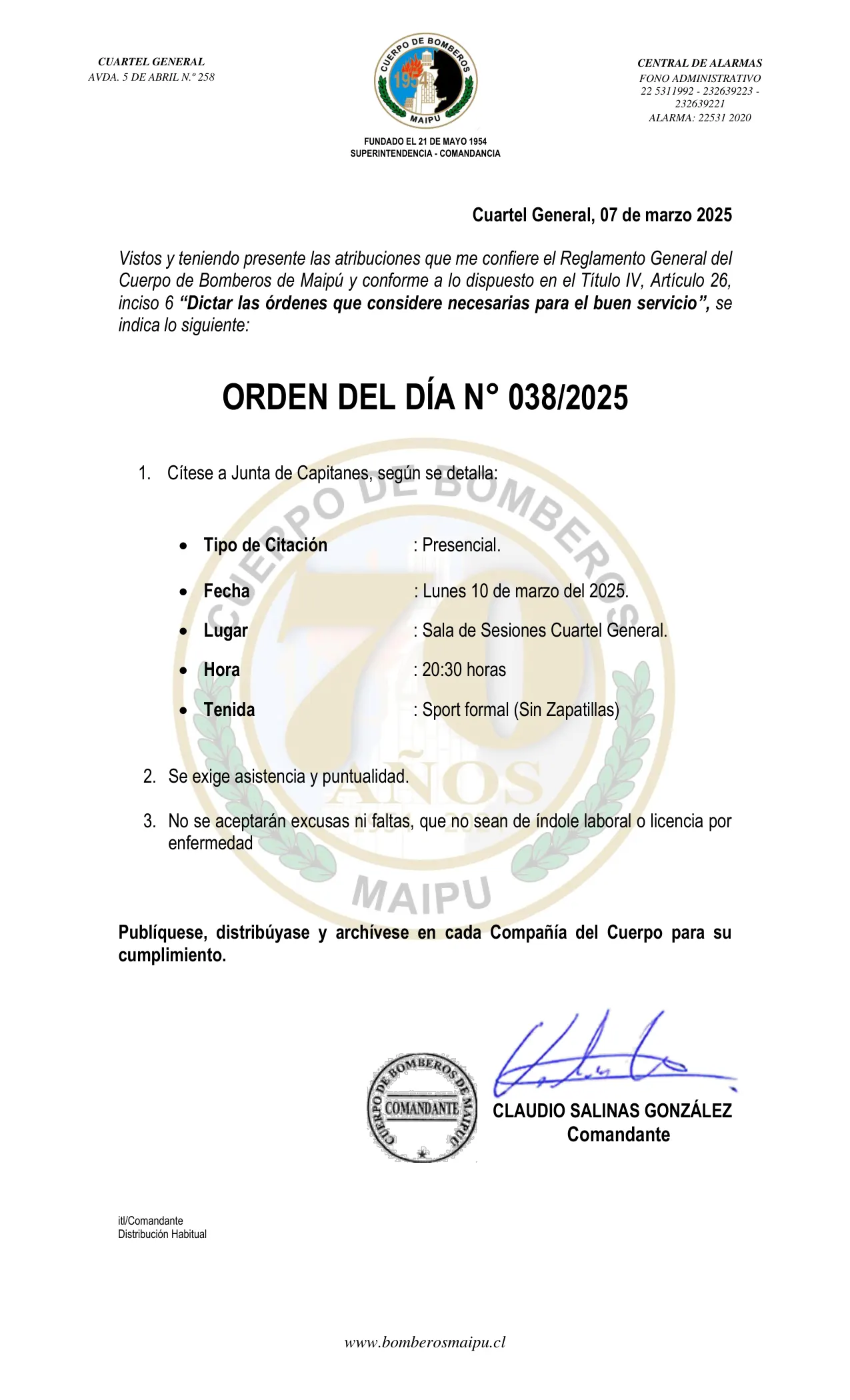 Orden del Día N° 38/2025