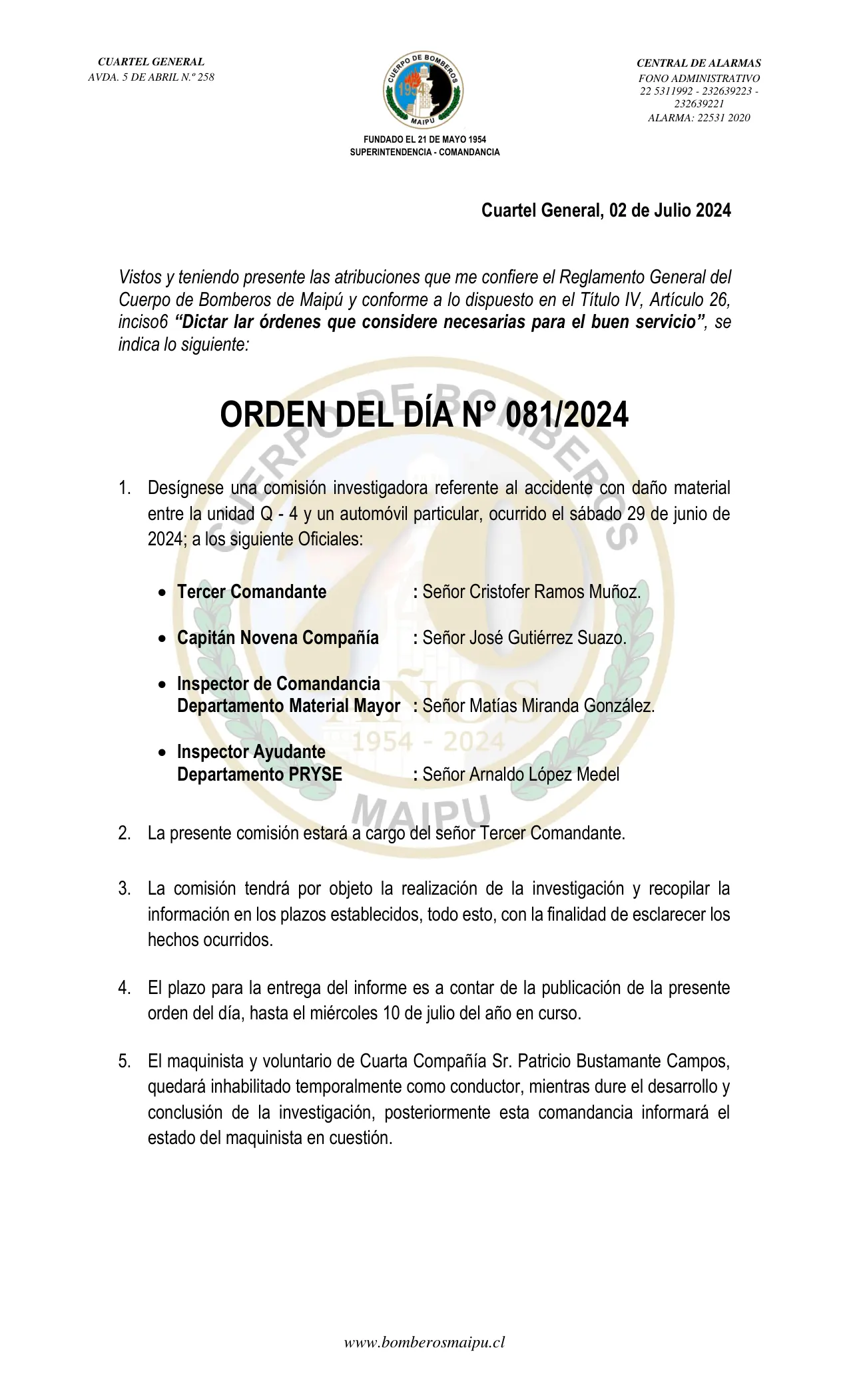 Página 1 de Orden del Día N° 81/2024