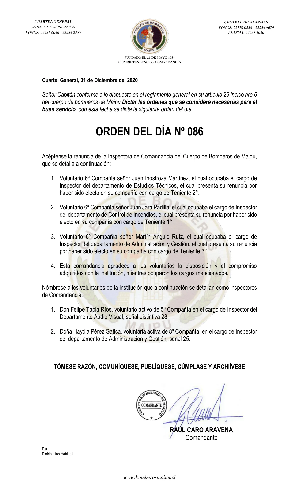 Página 1 de Orden del Día N° 86/2020