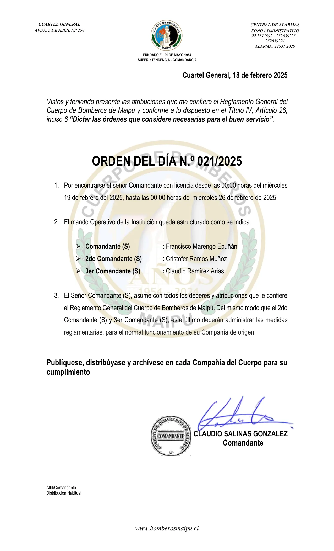 Orden del Día N° 21/2025