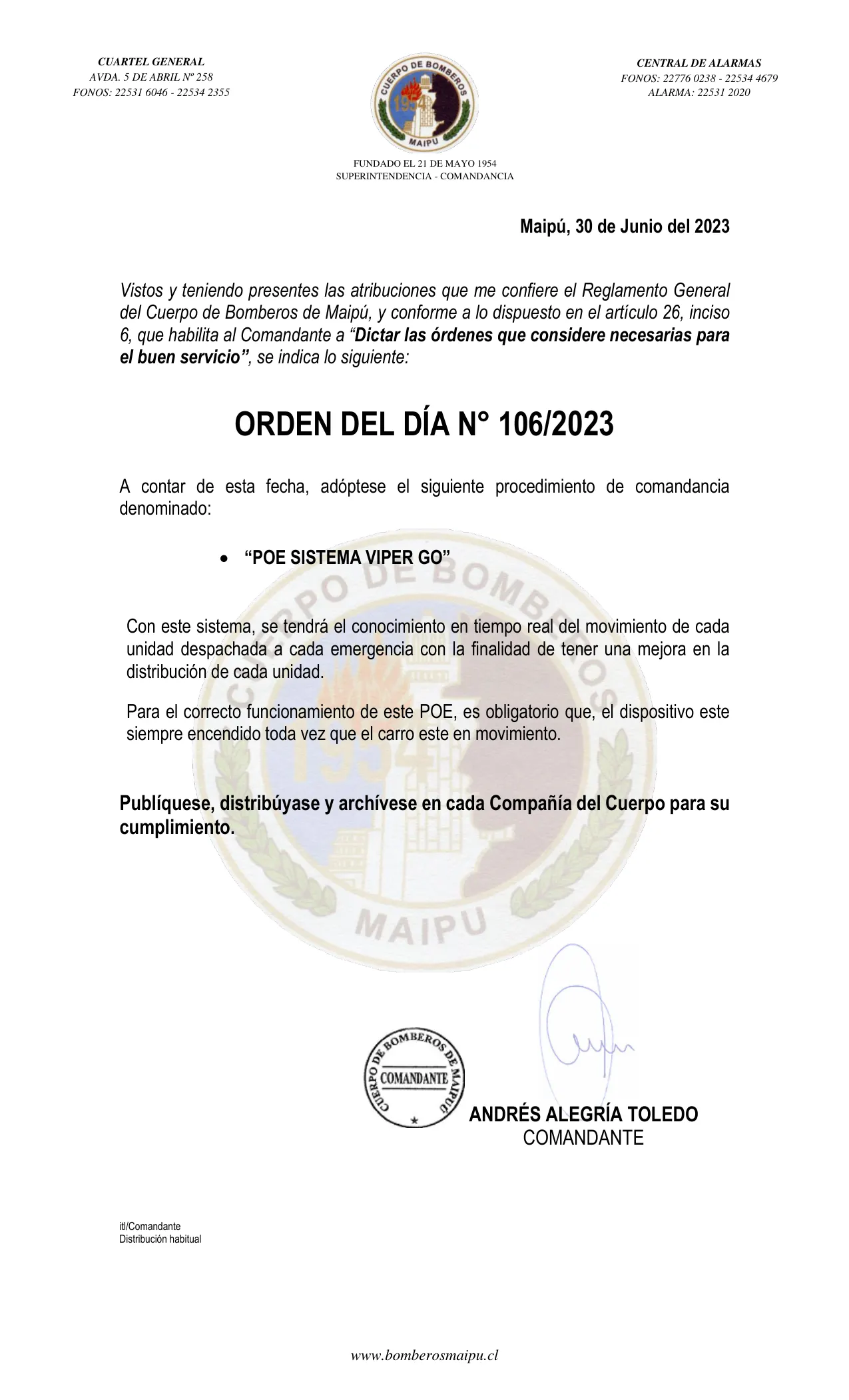 Página 1 de Orden del Día N° 106/2023