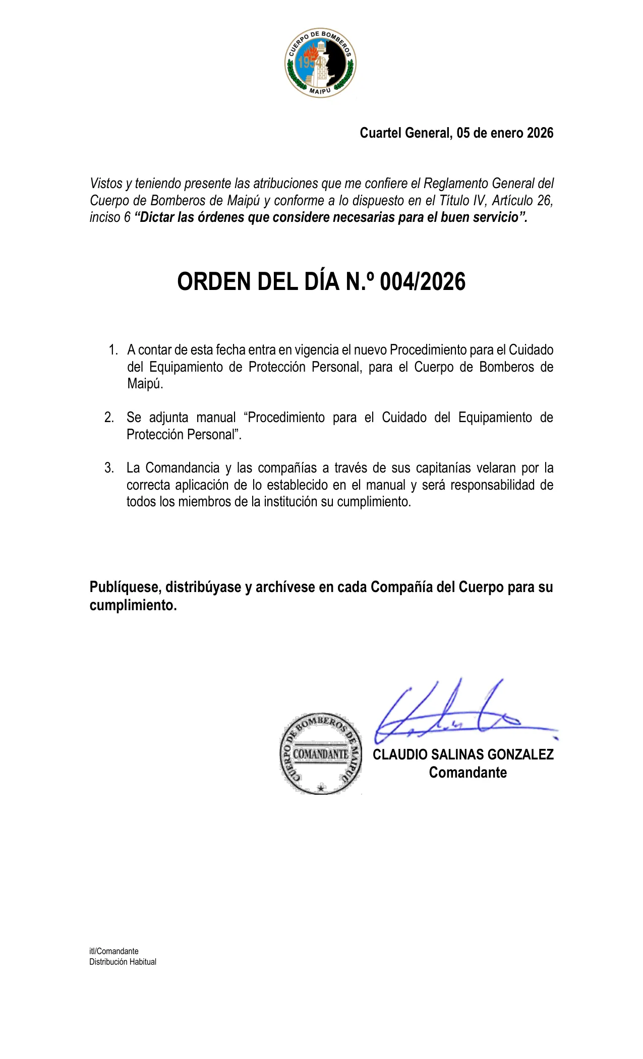 Página 1 de Orden del Día N° 4/2026