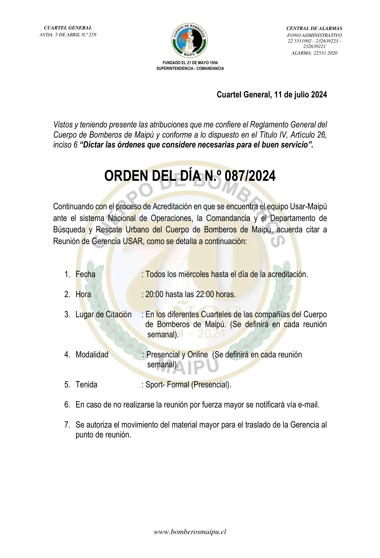 Página 1 de Orden del Día N° 87/2024