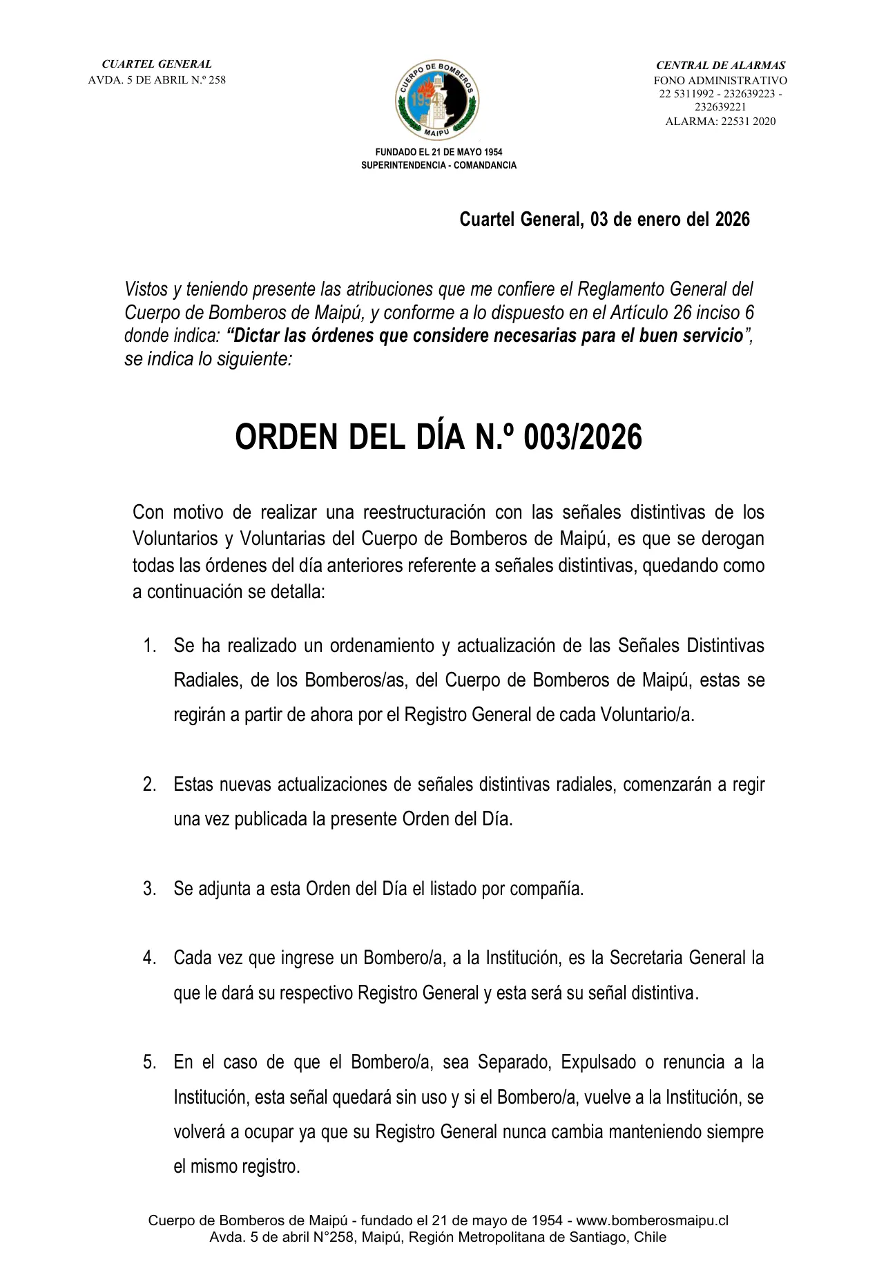 Página 1 de Orden del Día N° 3/2026