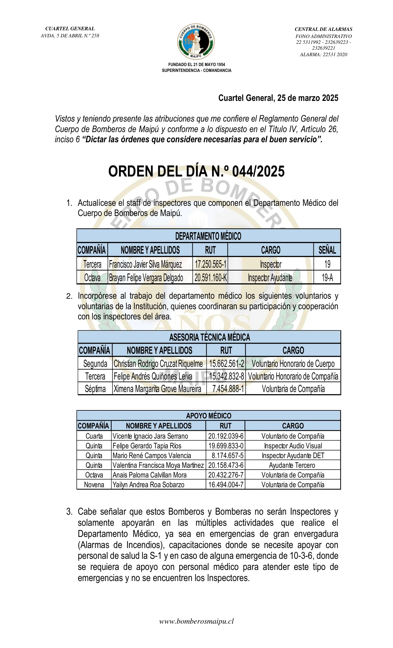 Página 1 de Orden del Día N° 44/2025