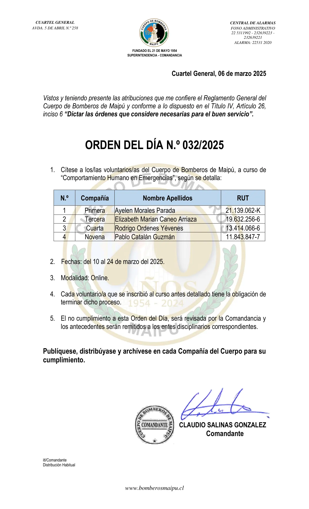 Orden del Día N° 32/2025