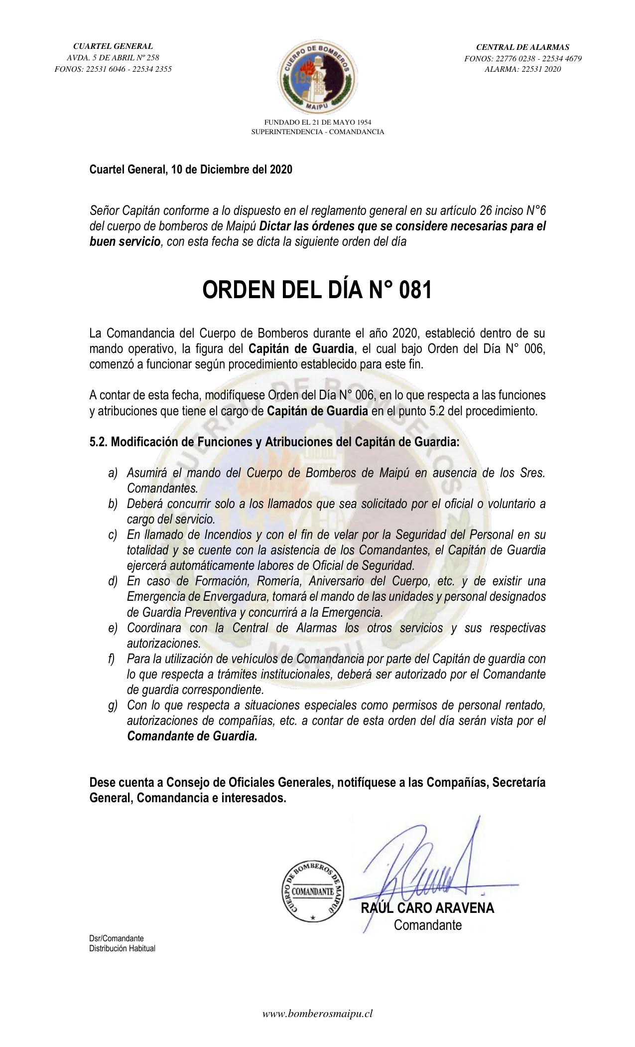 Página 1 de Orden del Día N° 81/2020