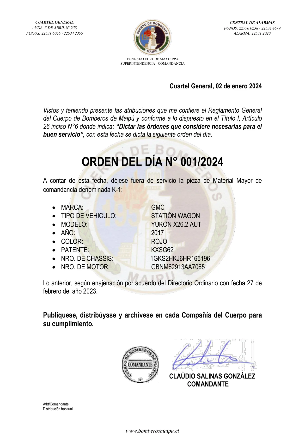 Página 1 de Orden del Día N° 1/2024