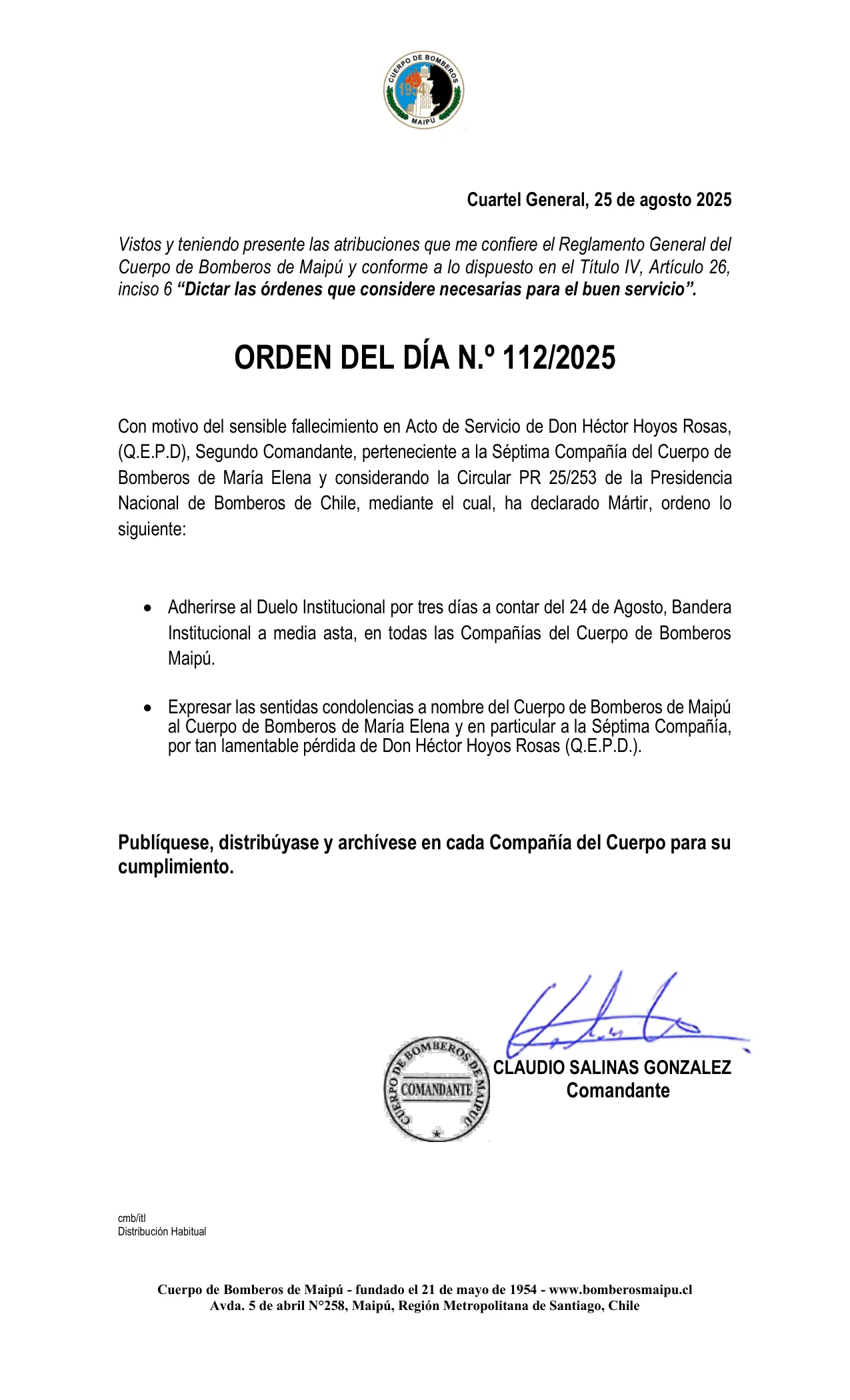 Orden del Día N° 112/2025