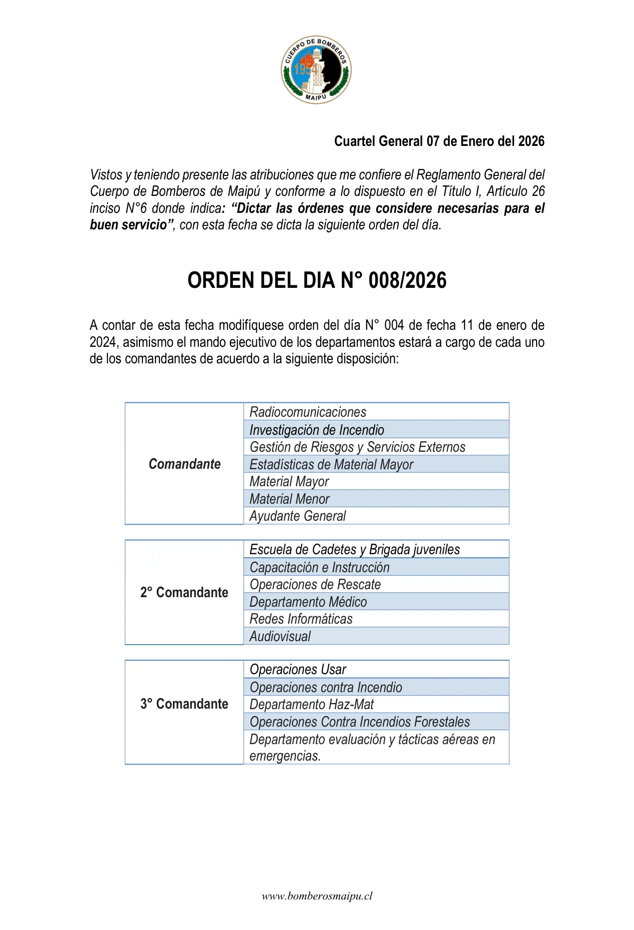 Página 1 de Orden del Día N° 8/2026
