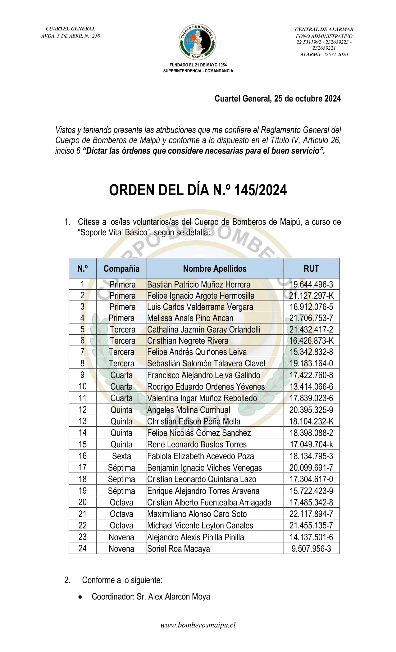 Página 1 de Orden del Día N° 145/2024