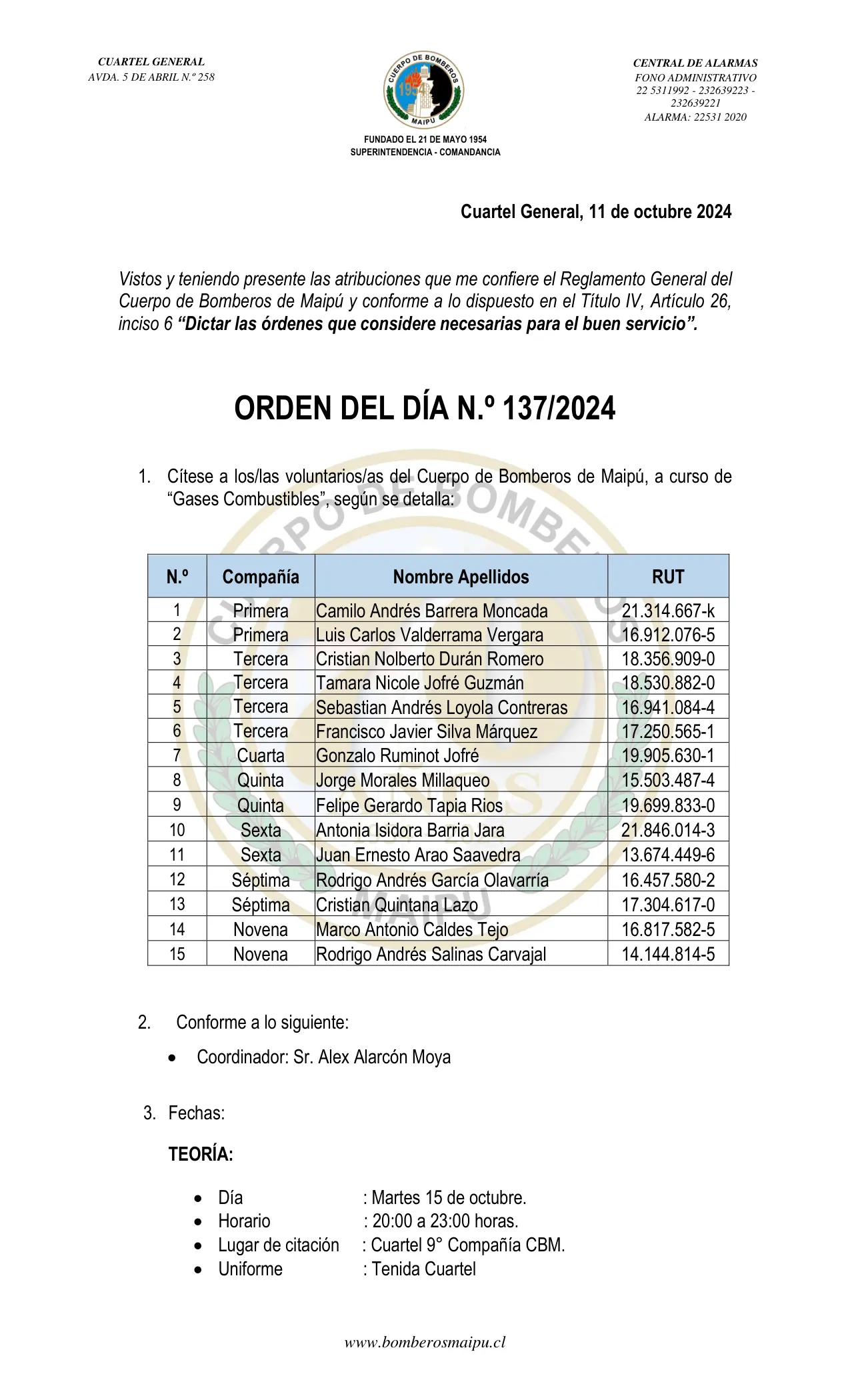 Página 1 de Orden del Día N° 137/2024