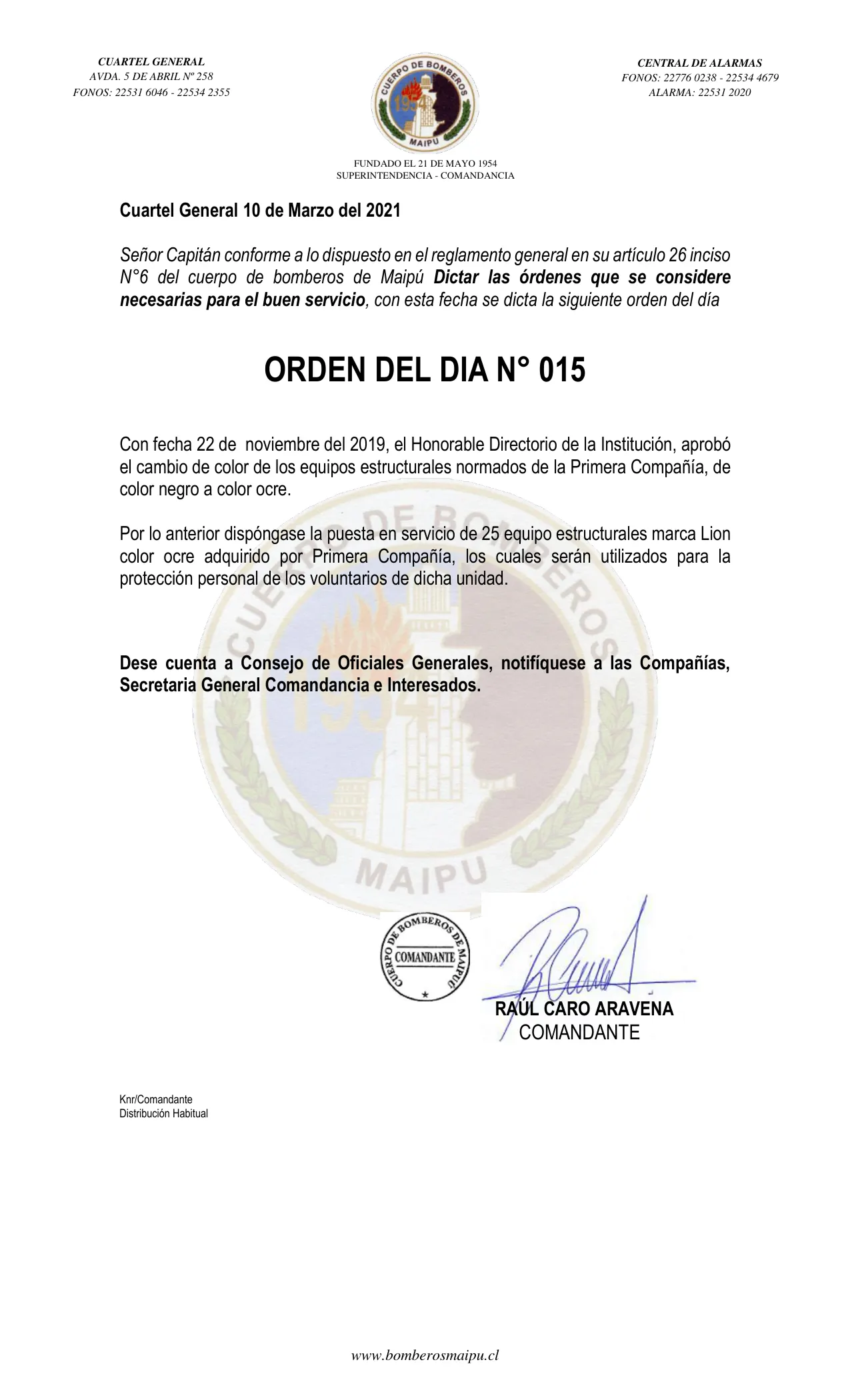 Página 1 de Orden del Día N° 15/2021