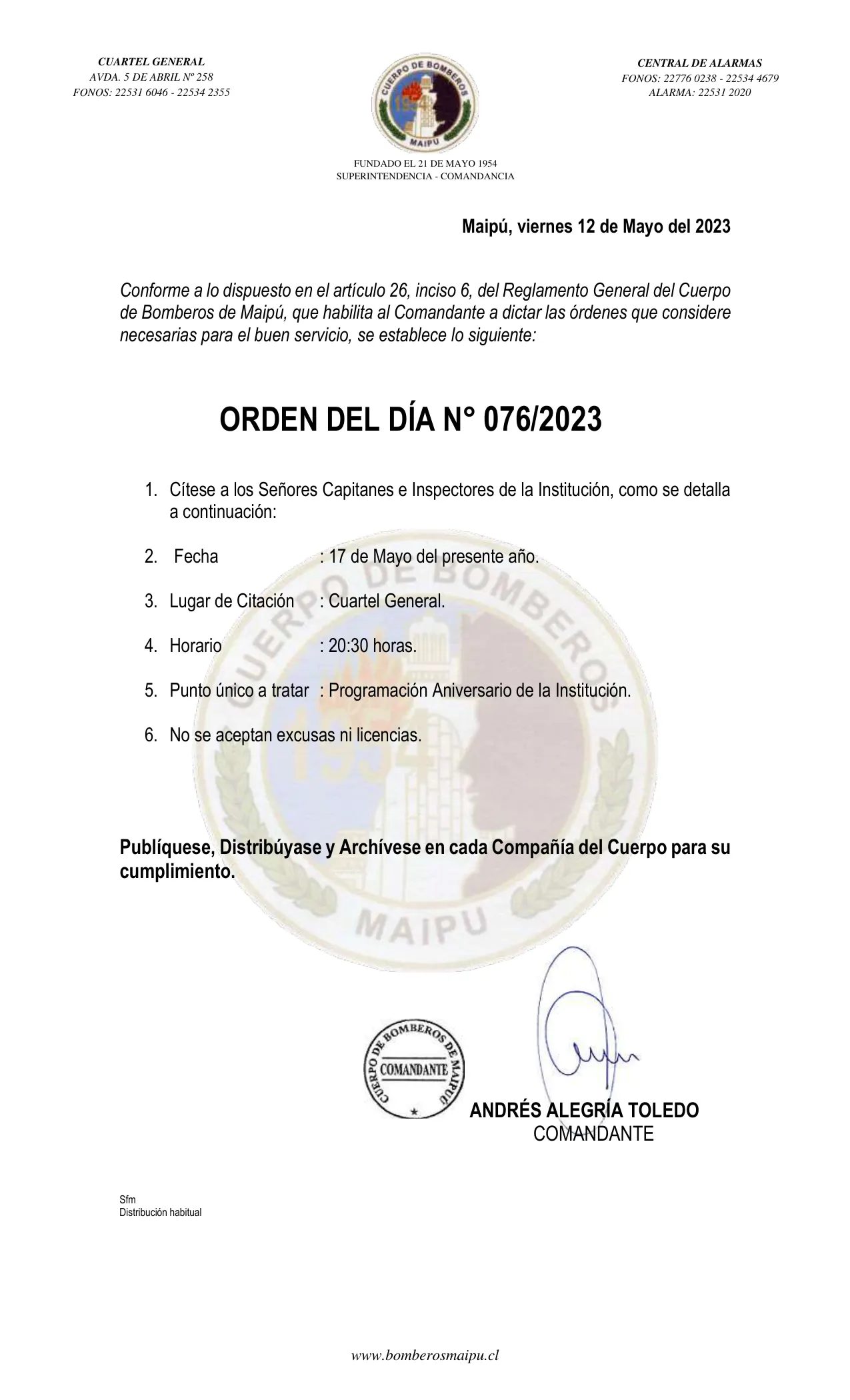 Página 1 de Orden del Día N° 76/2023