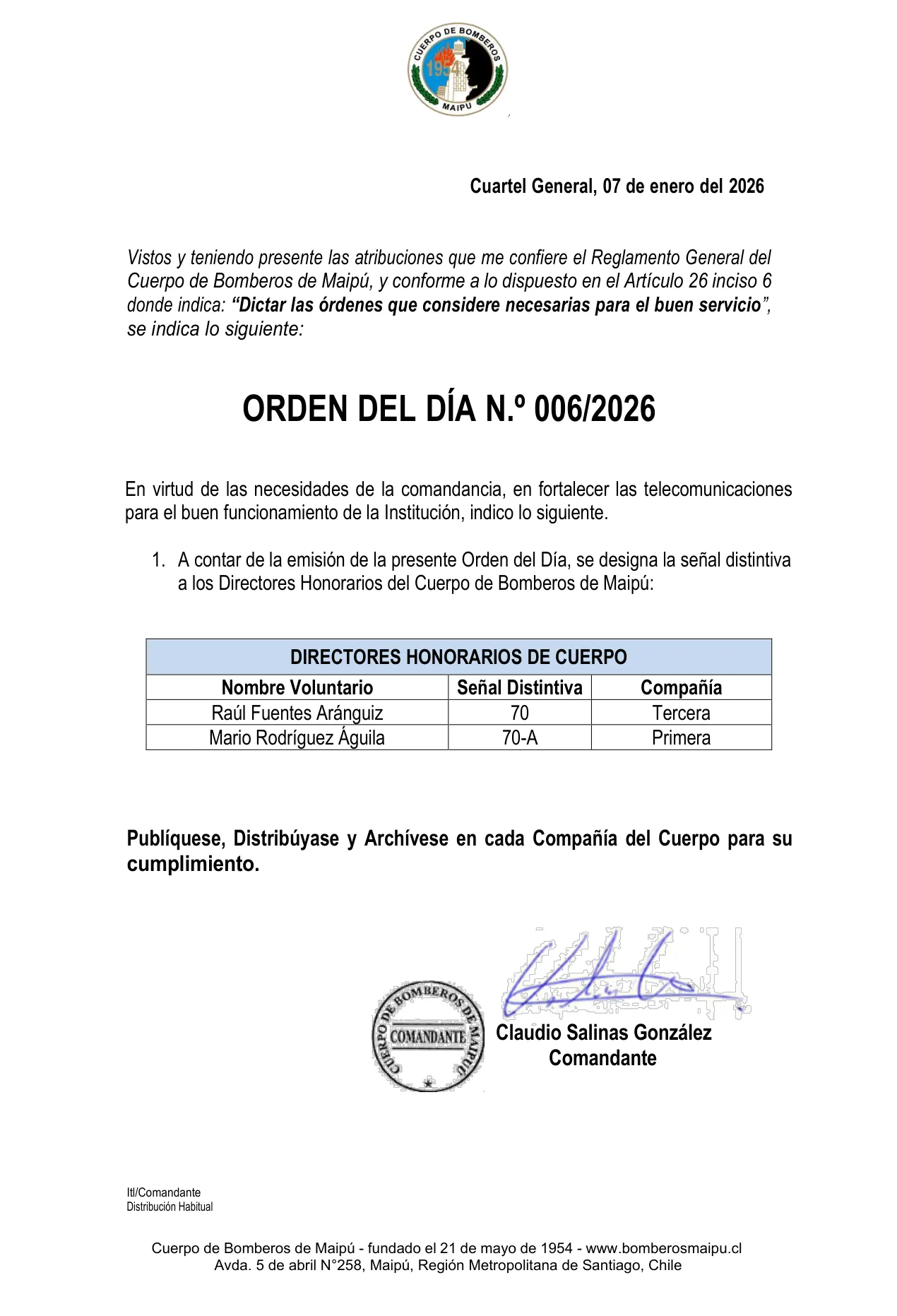 Página 1 de Orden del Día N° 6/2026