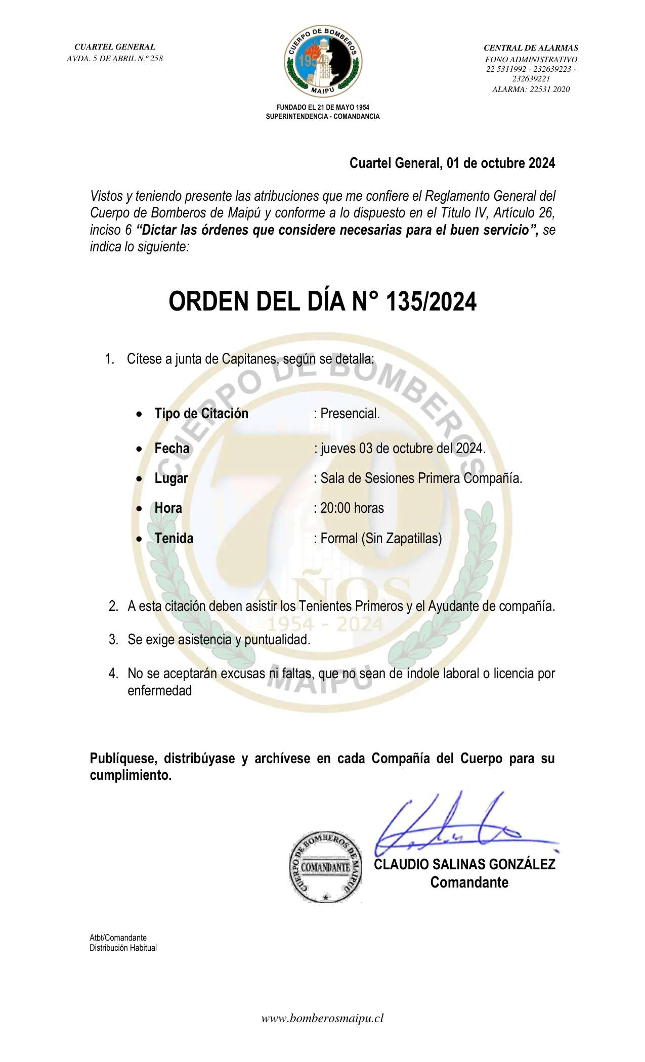 Página 1 de Orden del Día N° 135/2024
