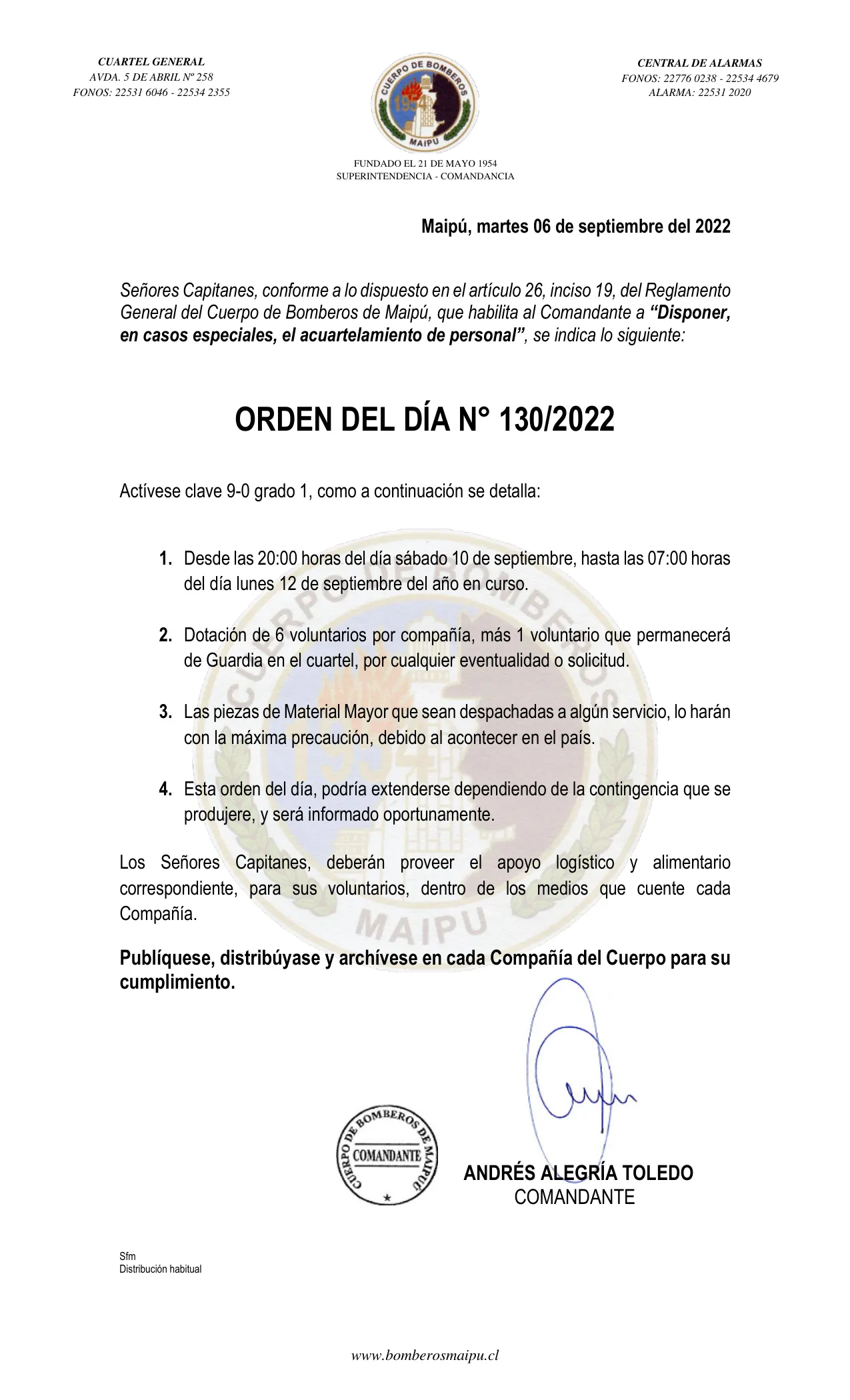 Página 1 de Orden del Día N° 130/2022