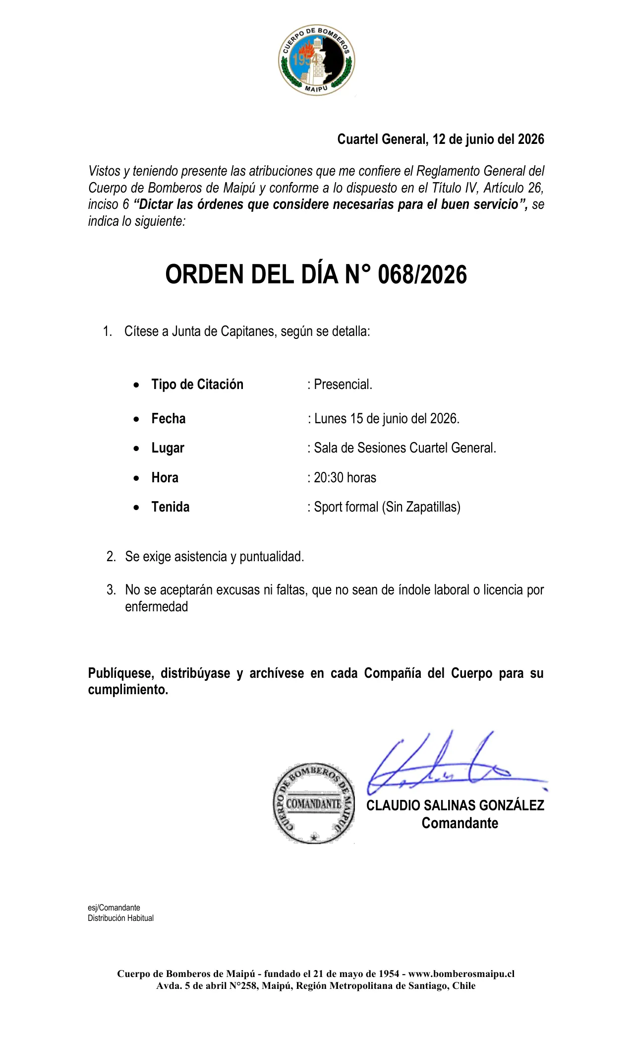 Orden del Día N° 68/2026