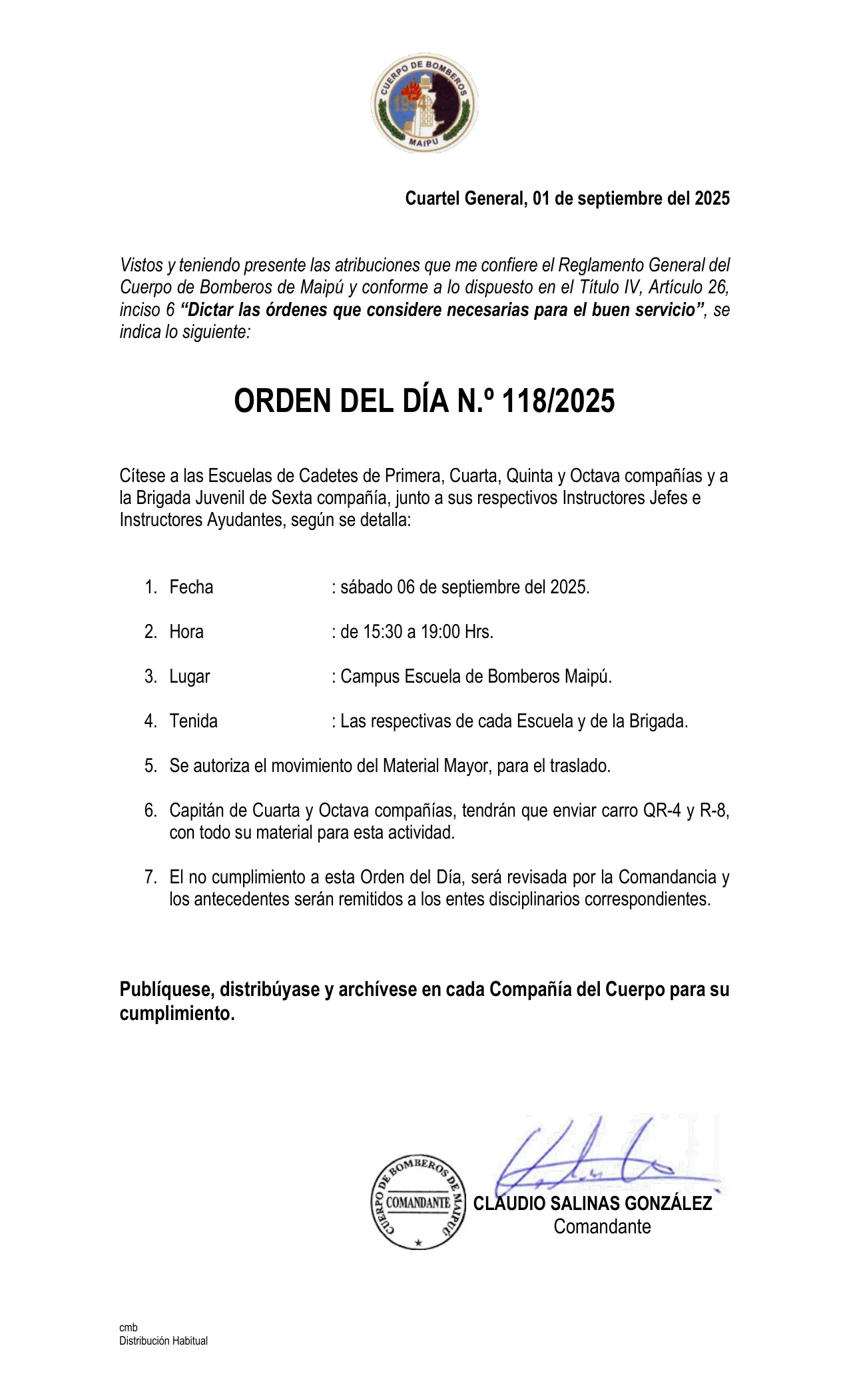 Orden del Día N° 118/2025