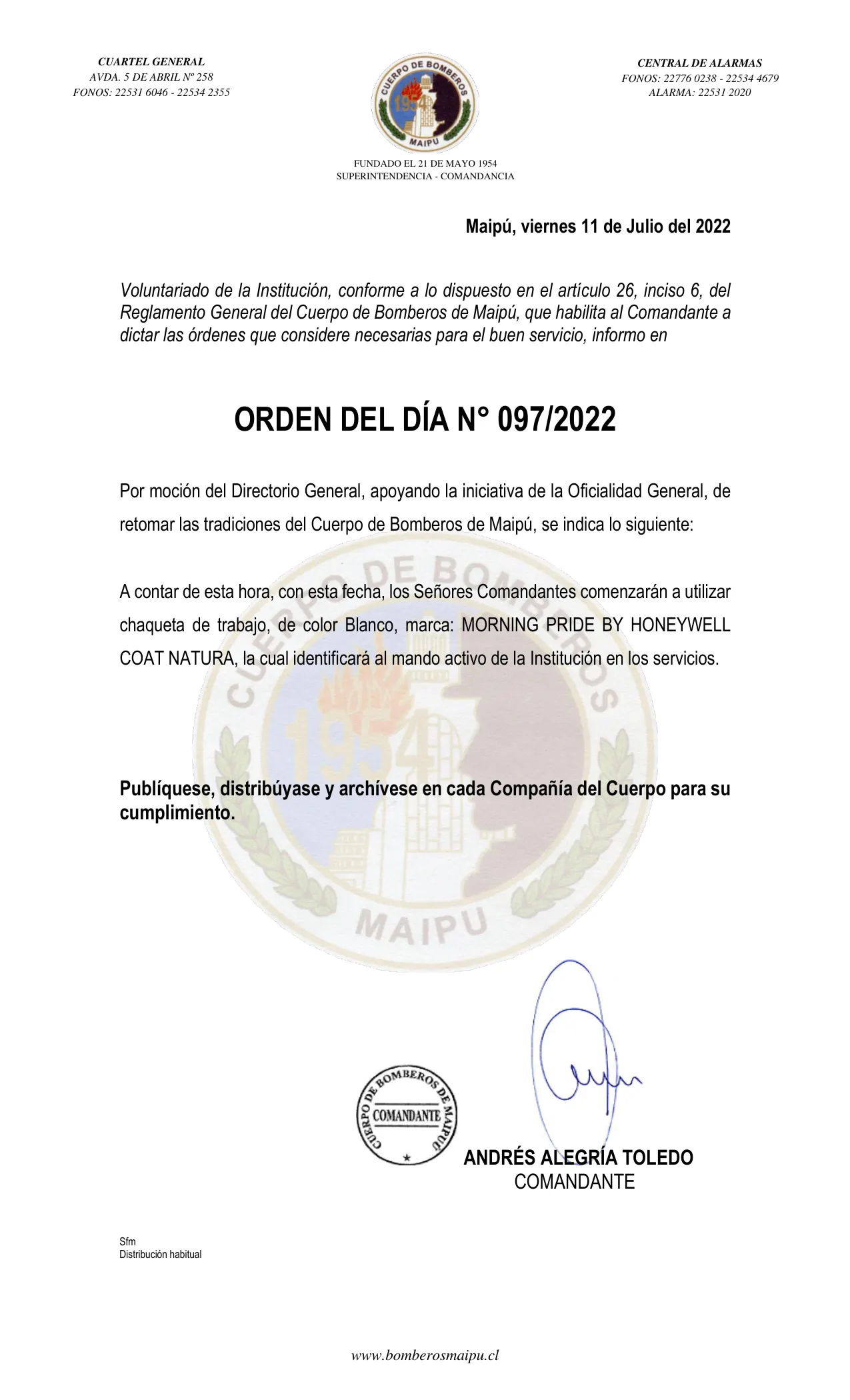 Página 1 de Orden del Día N° 97/2022