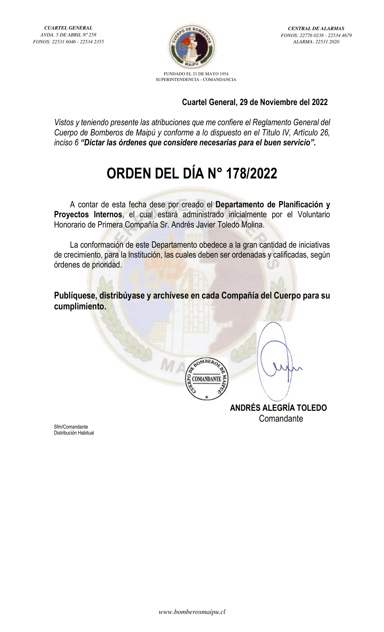 Página 1 de Orden del Día N° 178/2022