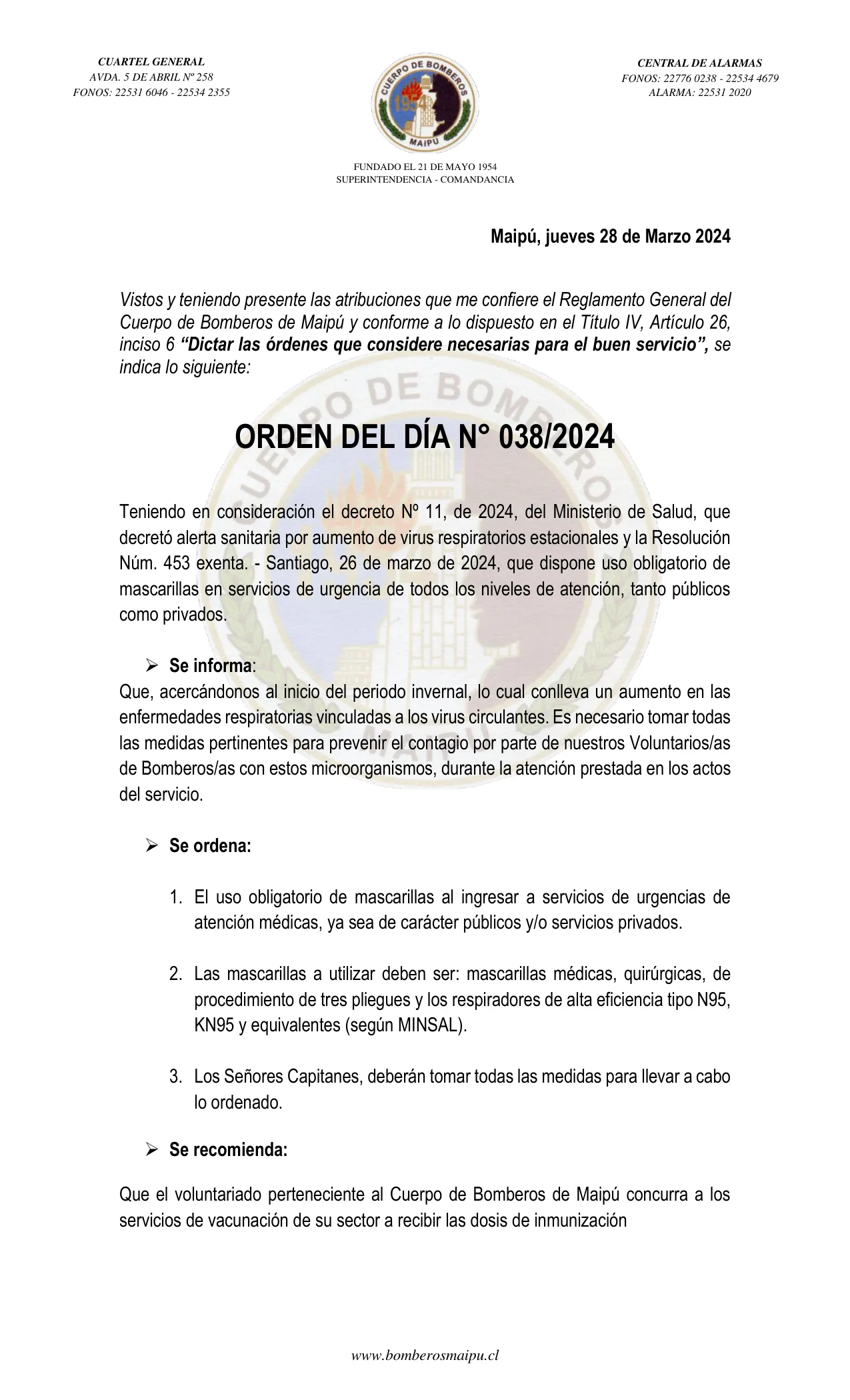 Página 1 de Orden del Día N° 38/2024