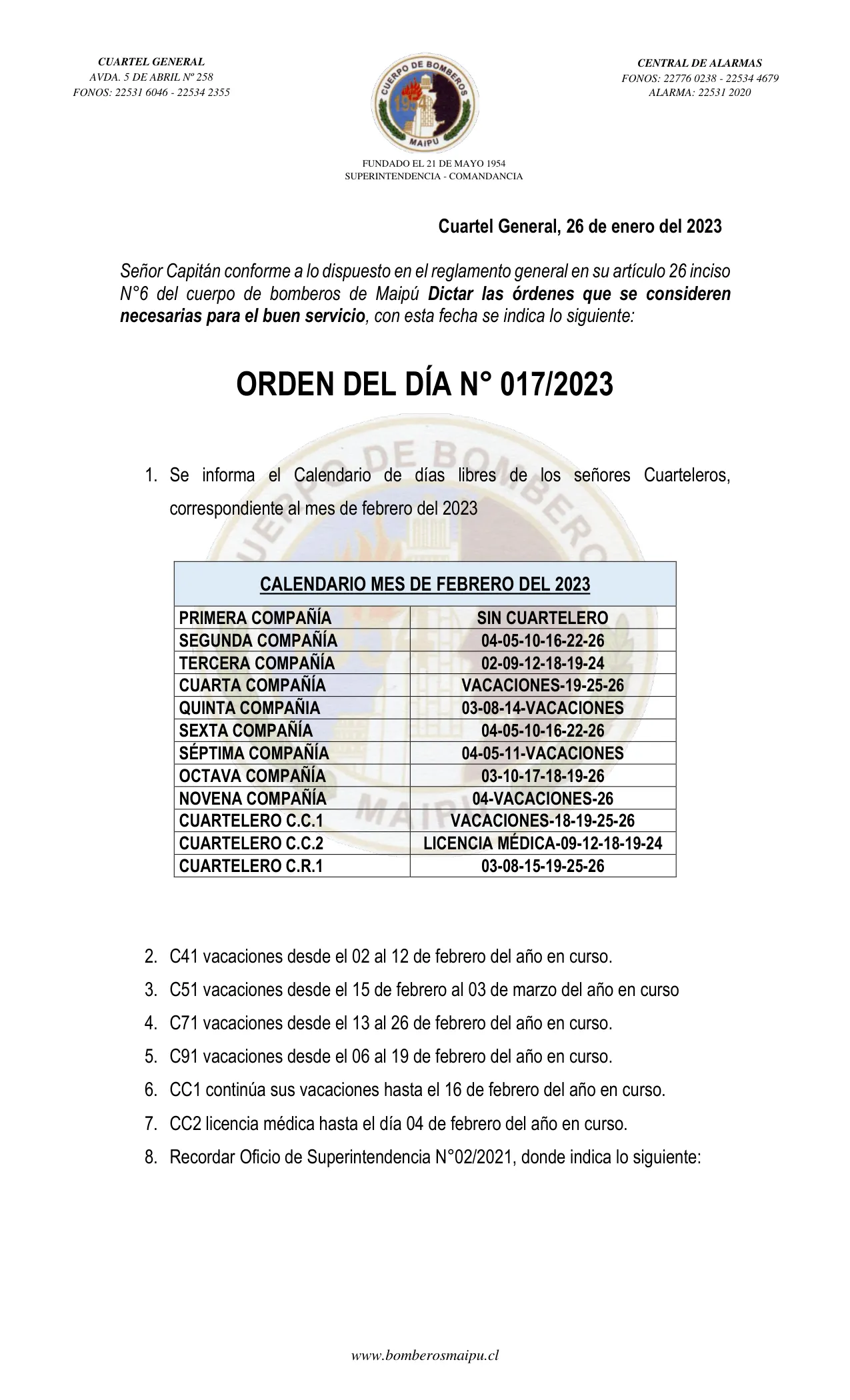 Página 1 de Orden del Día N° 17/2023