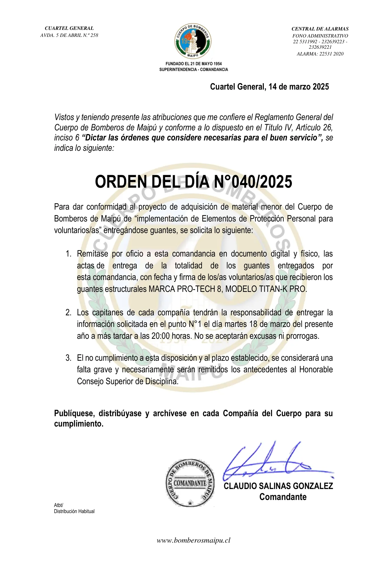 Página 1 de Orden del Día N° 40/2025