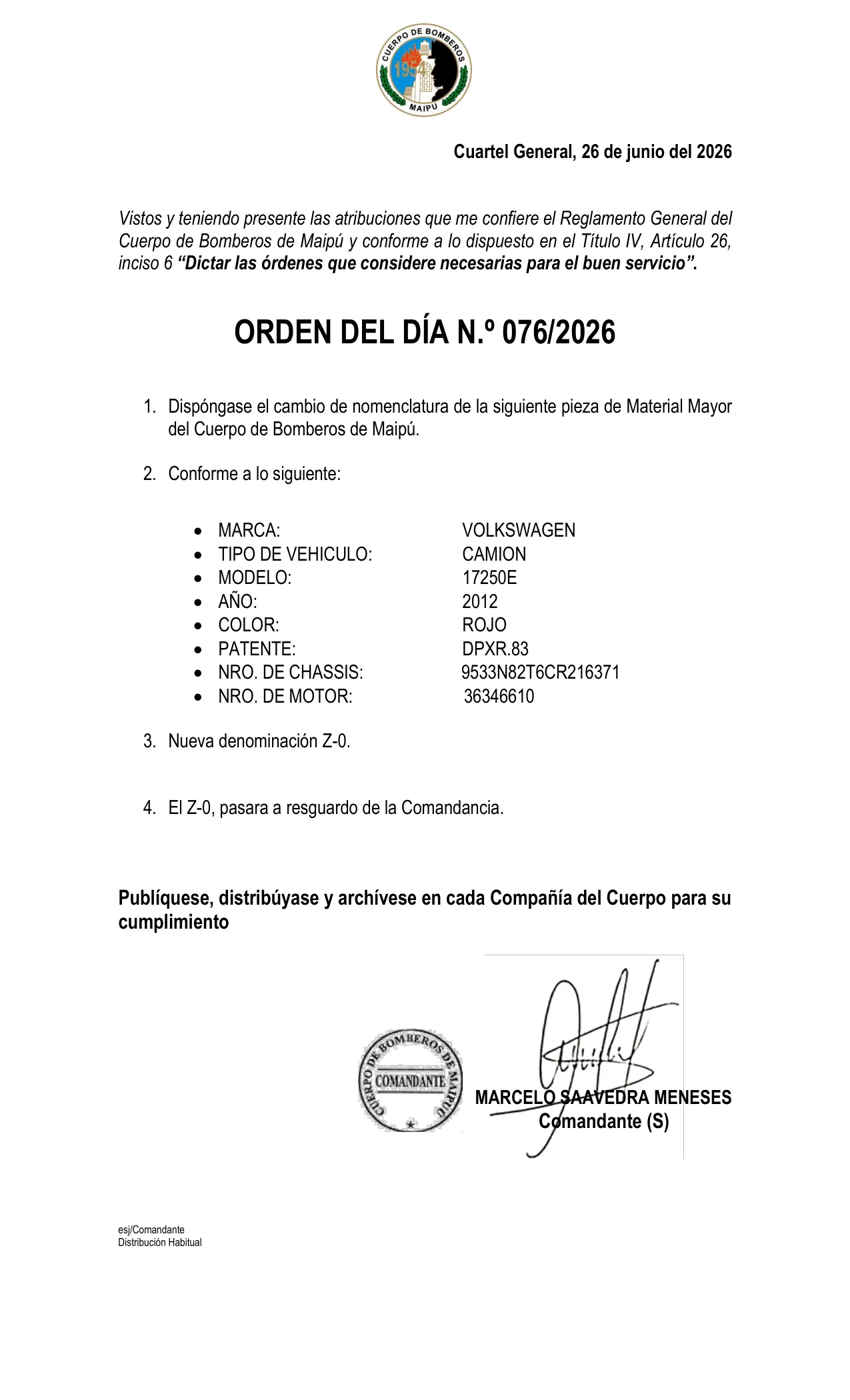Orden del Día N° 76/2026