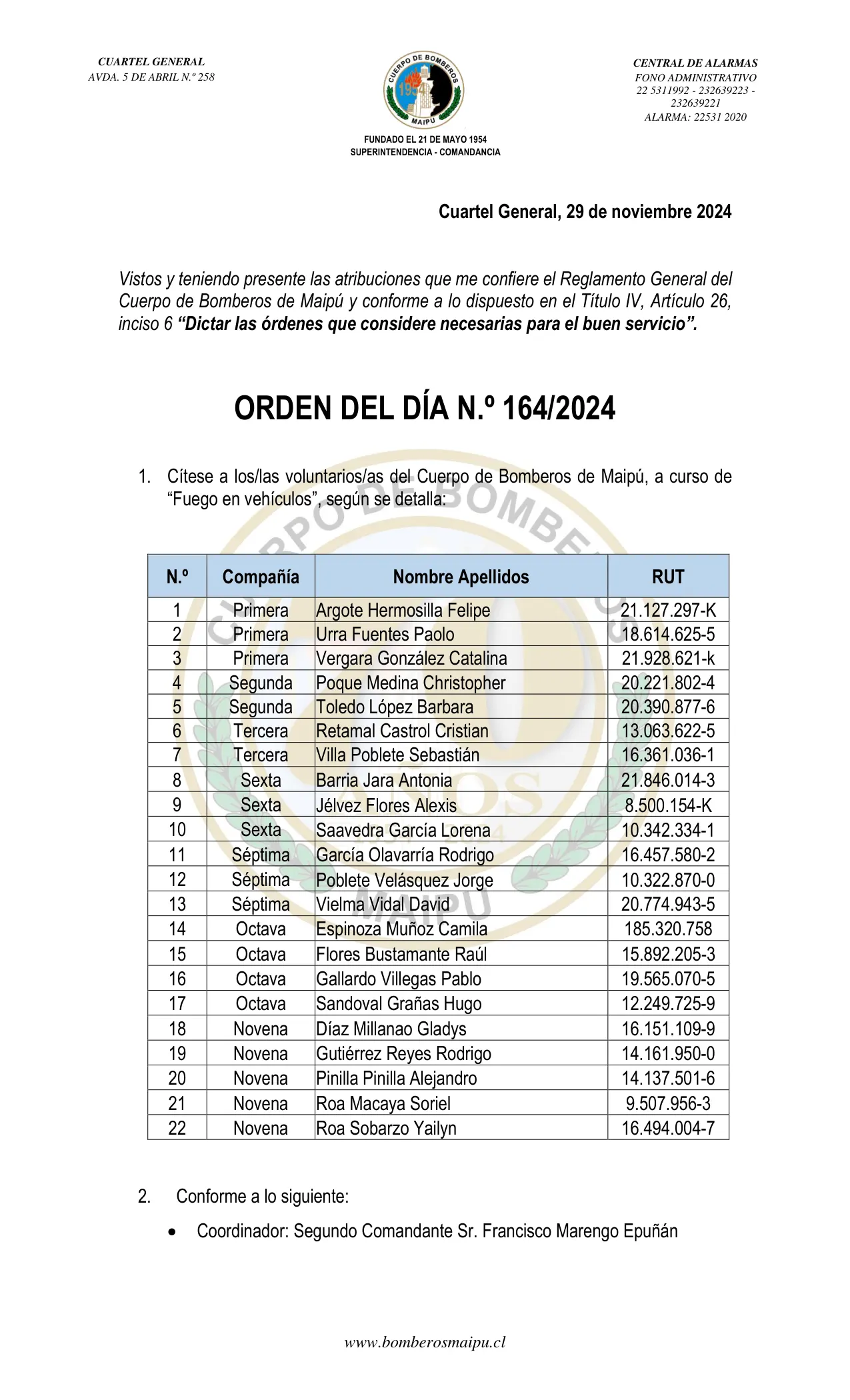 Página 1 de Orden del Día N° 164/2024