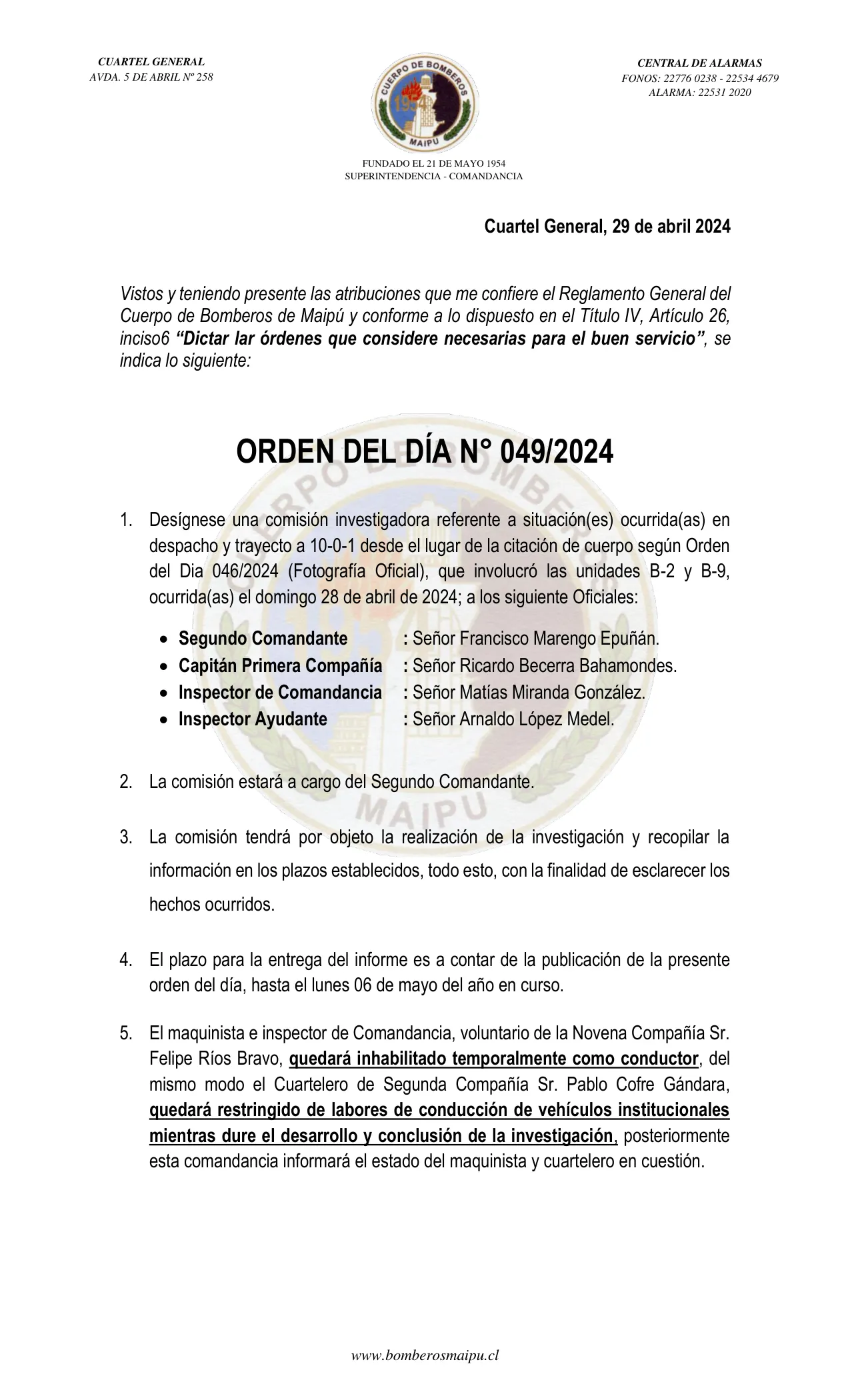 Página 1 de Orden del Día N° 49/2024