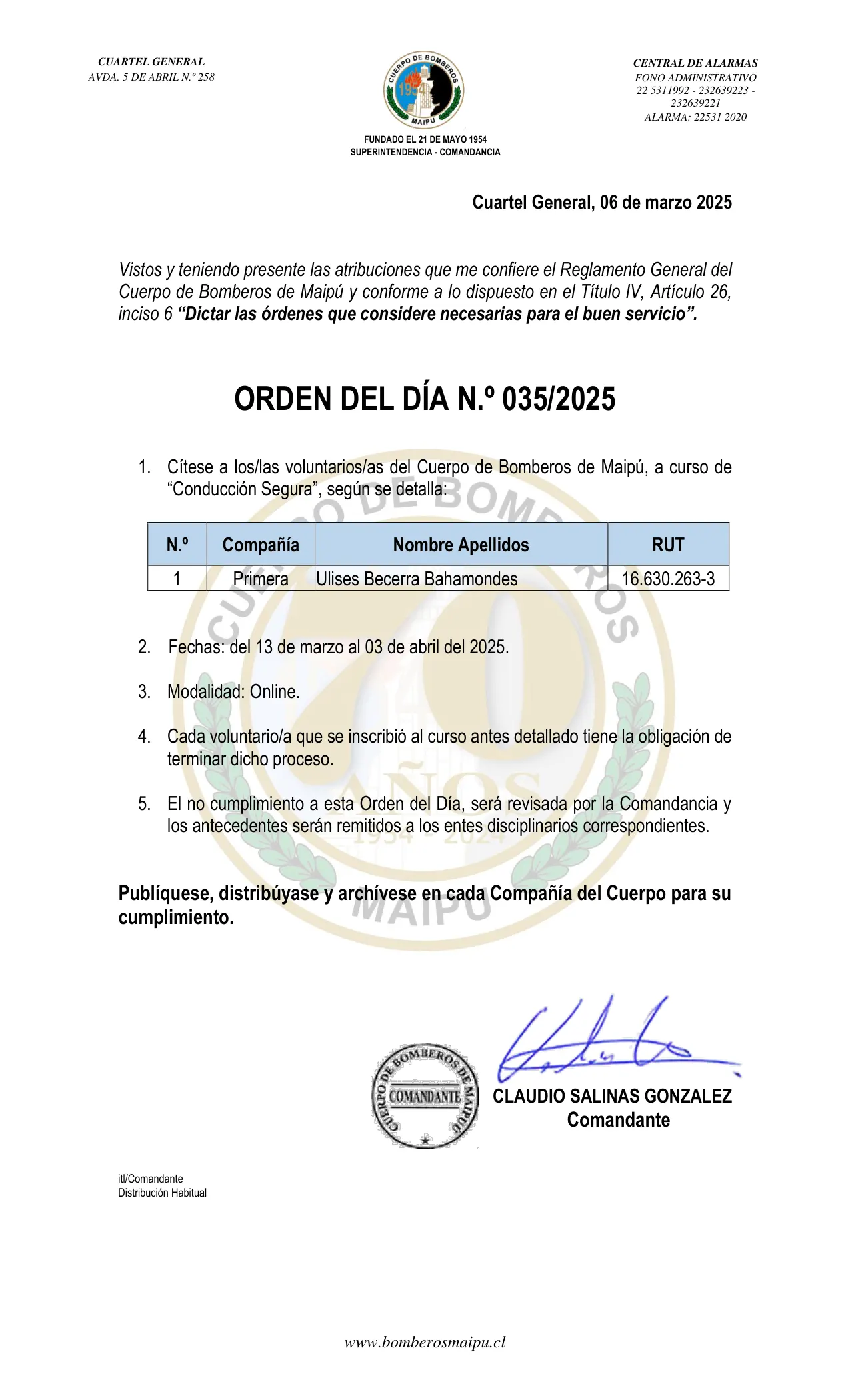 Orden del Día N° 35/2025