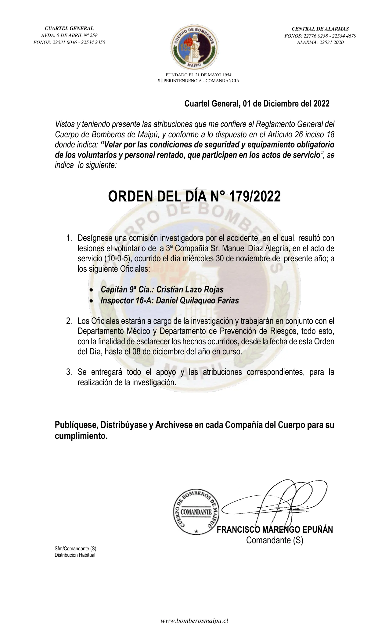 Página 1 de Orden del Día N° 179/2022