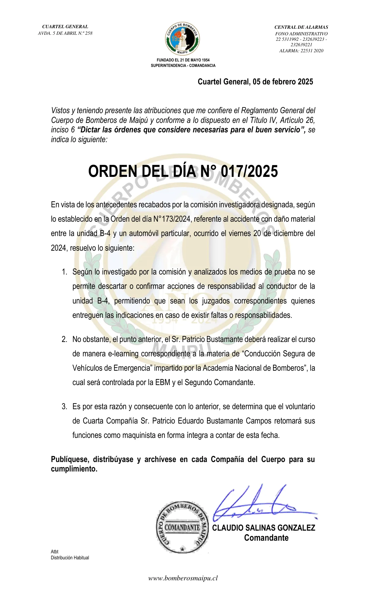 Orden del Día N° 17/2025