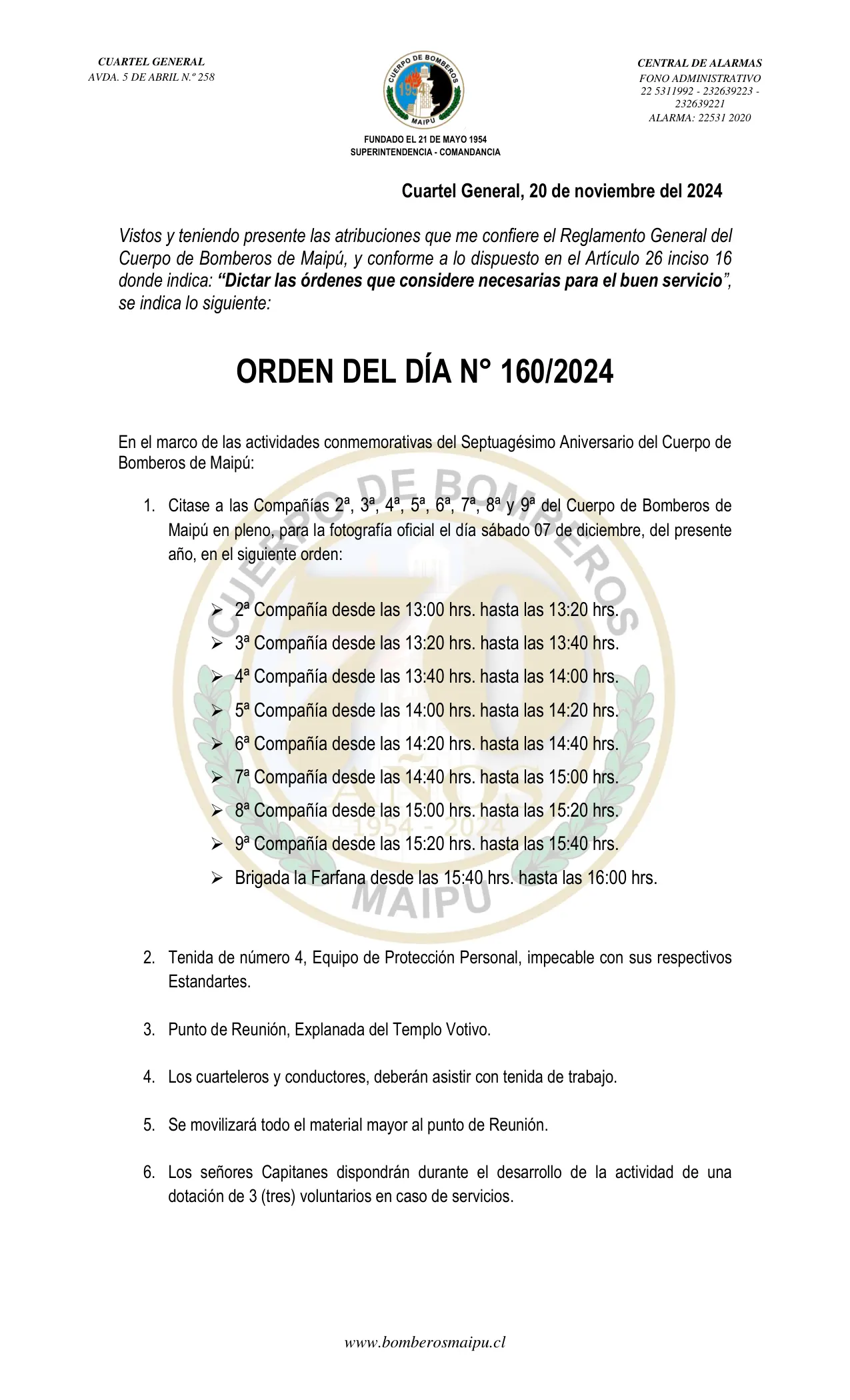 Página 1 de Orden del Día N° 160/2024