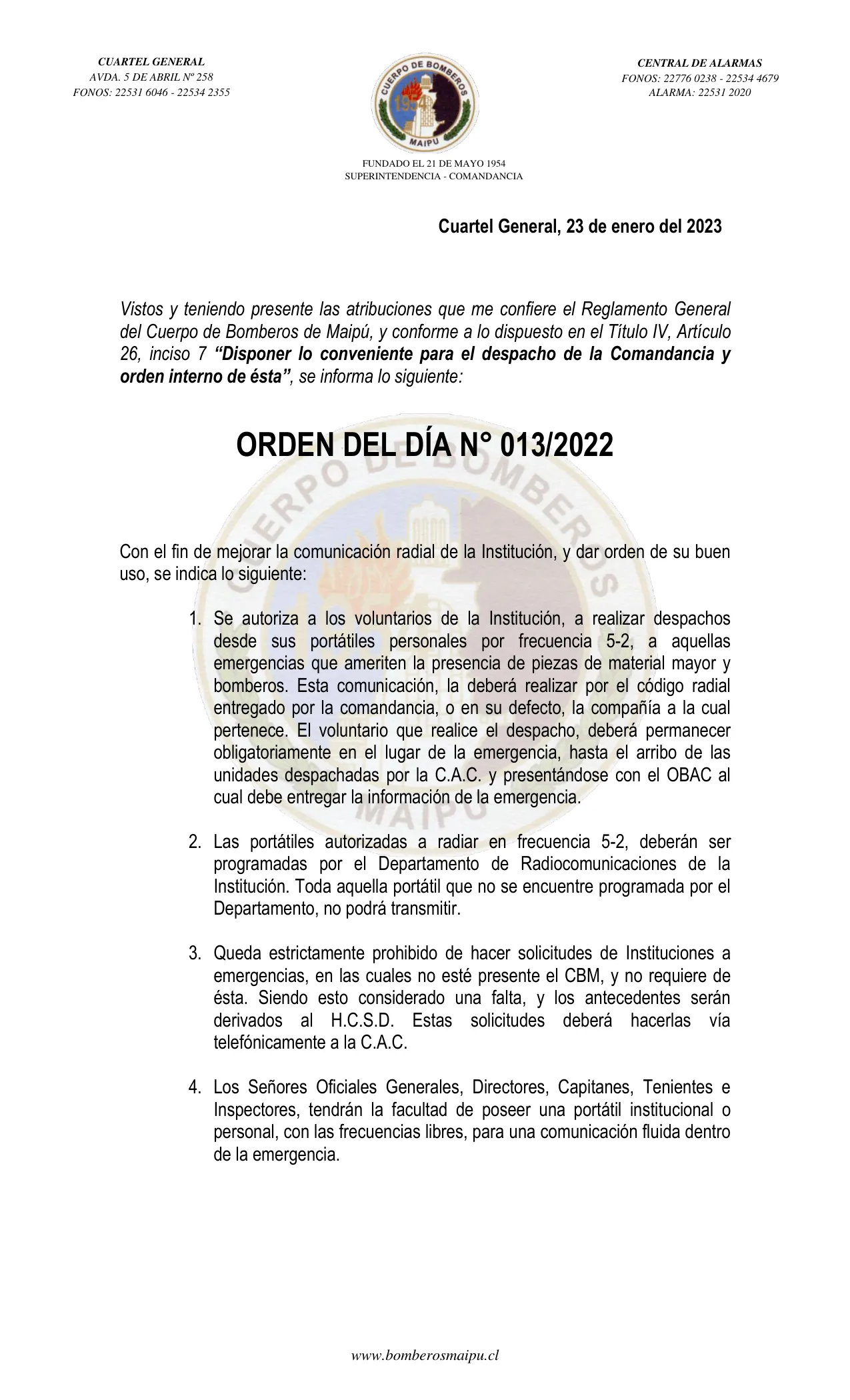 Página 1 de Orden del Día N° 13/2023