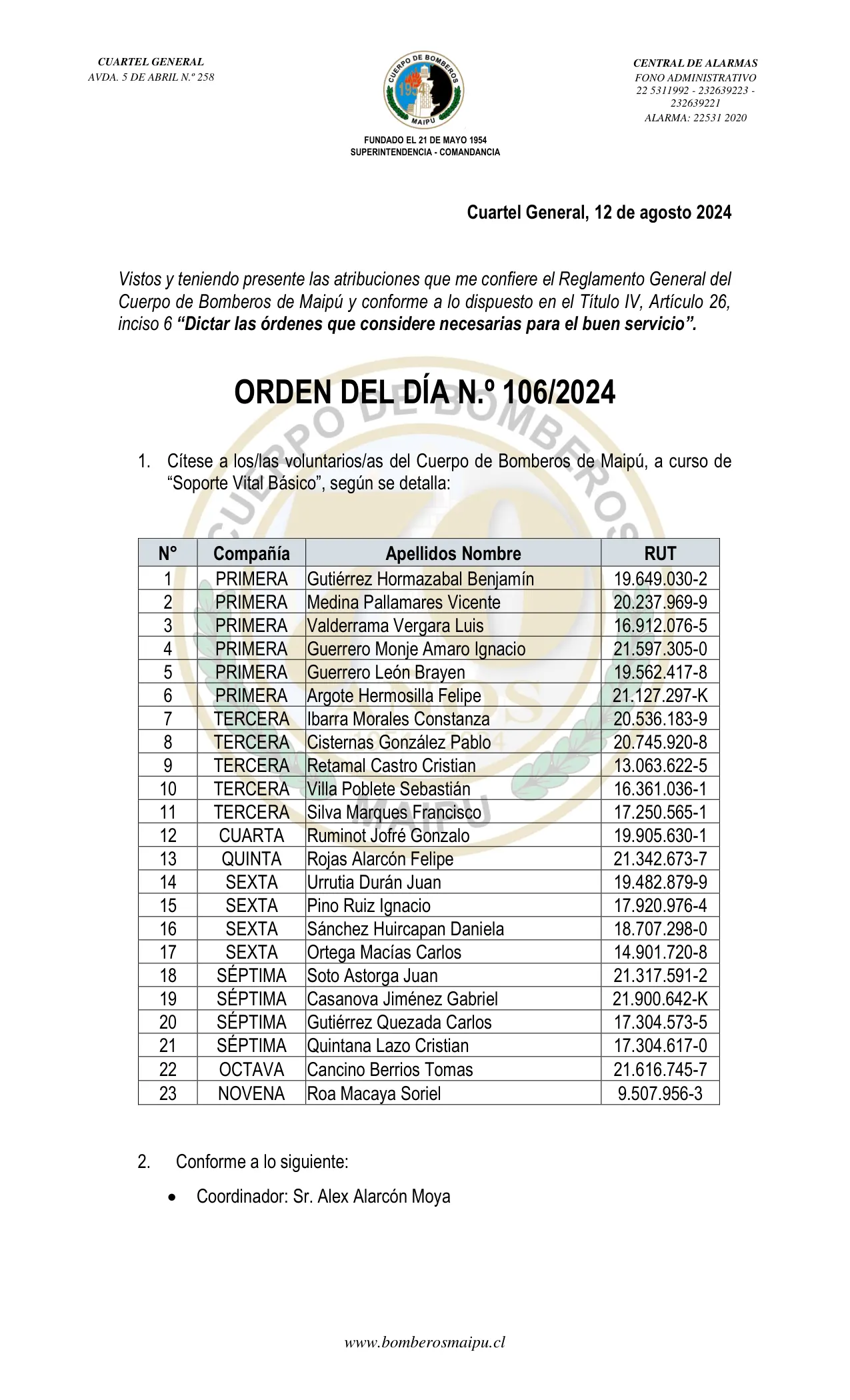 Página 1 de Orden del Día N° 106/2024