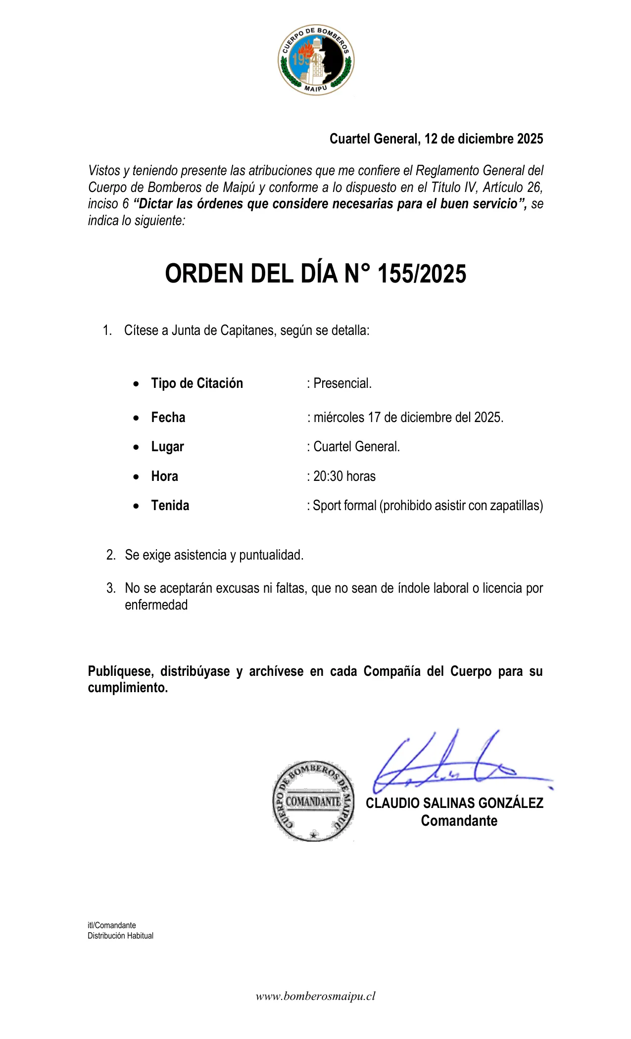 Página 1 de Orden del Día N° 155/2025