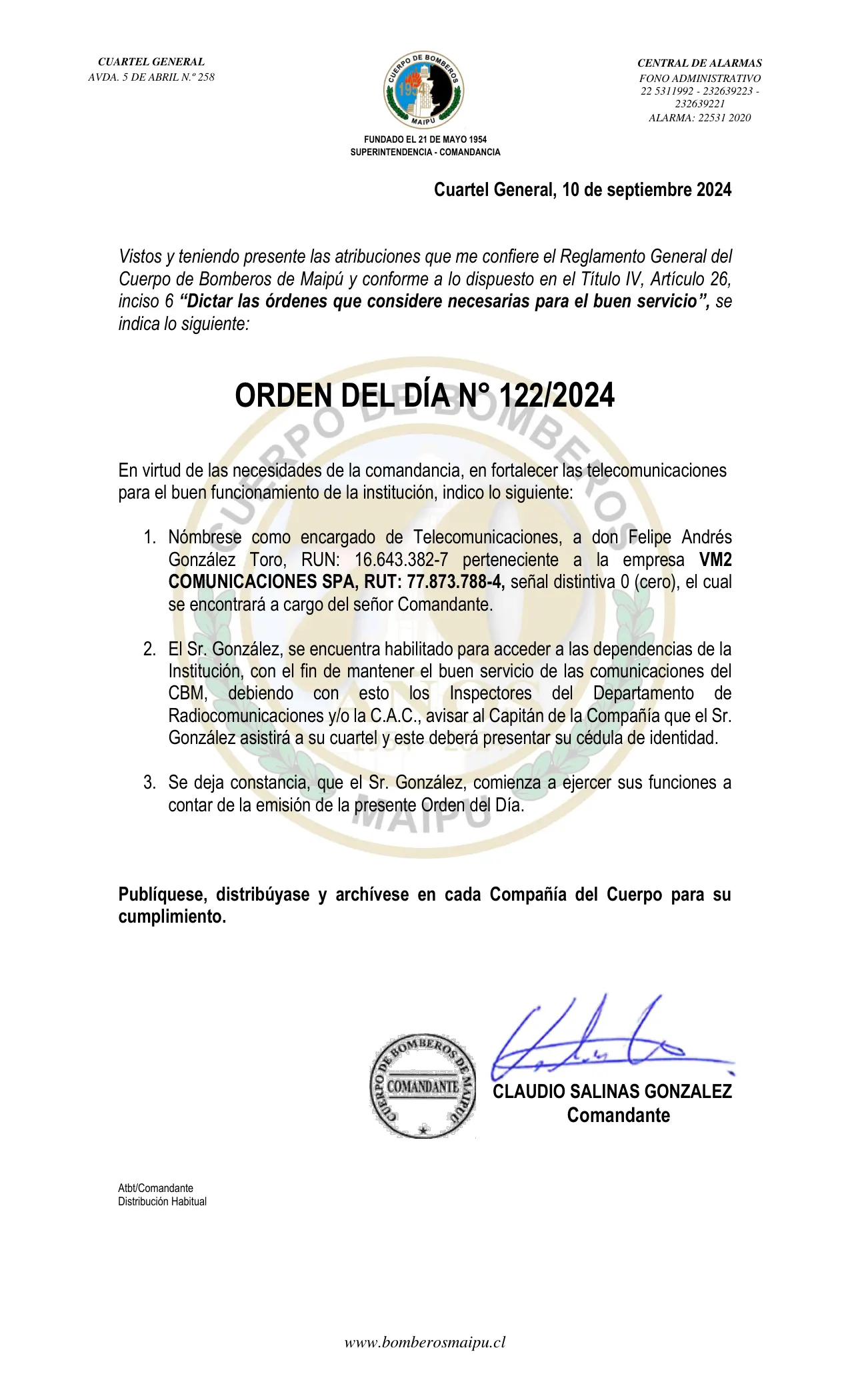 Página 1 de Orden del Día N° 122/2024