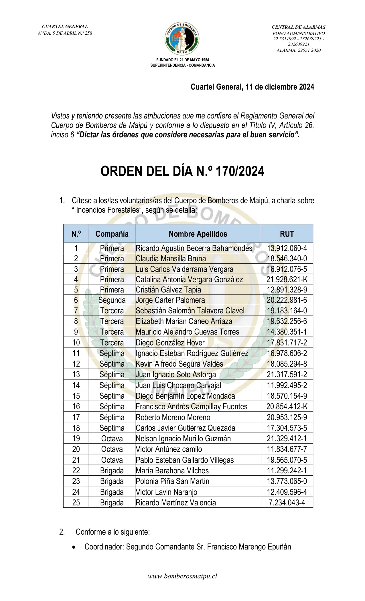 Orden del Día N° 170/2024