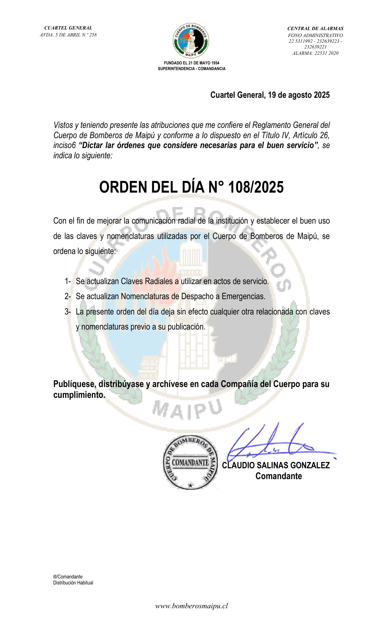 Orden del Día N° 108/2025