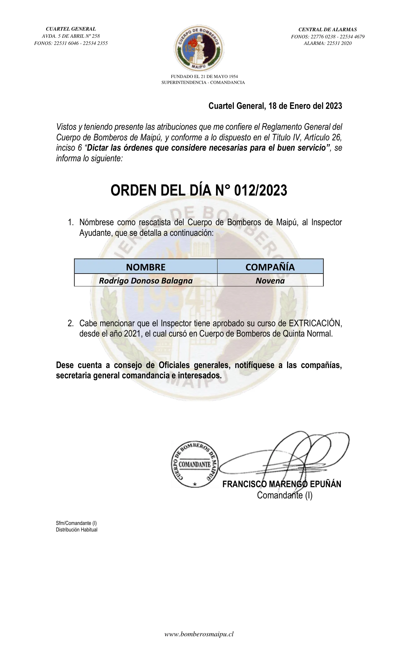Página 1 de Orden del Día N° 12/2023