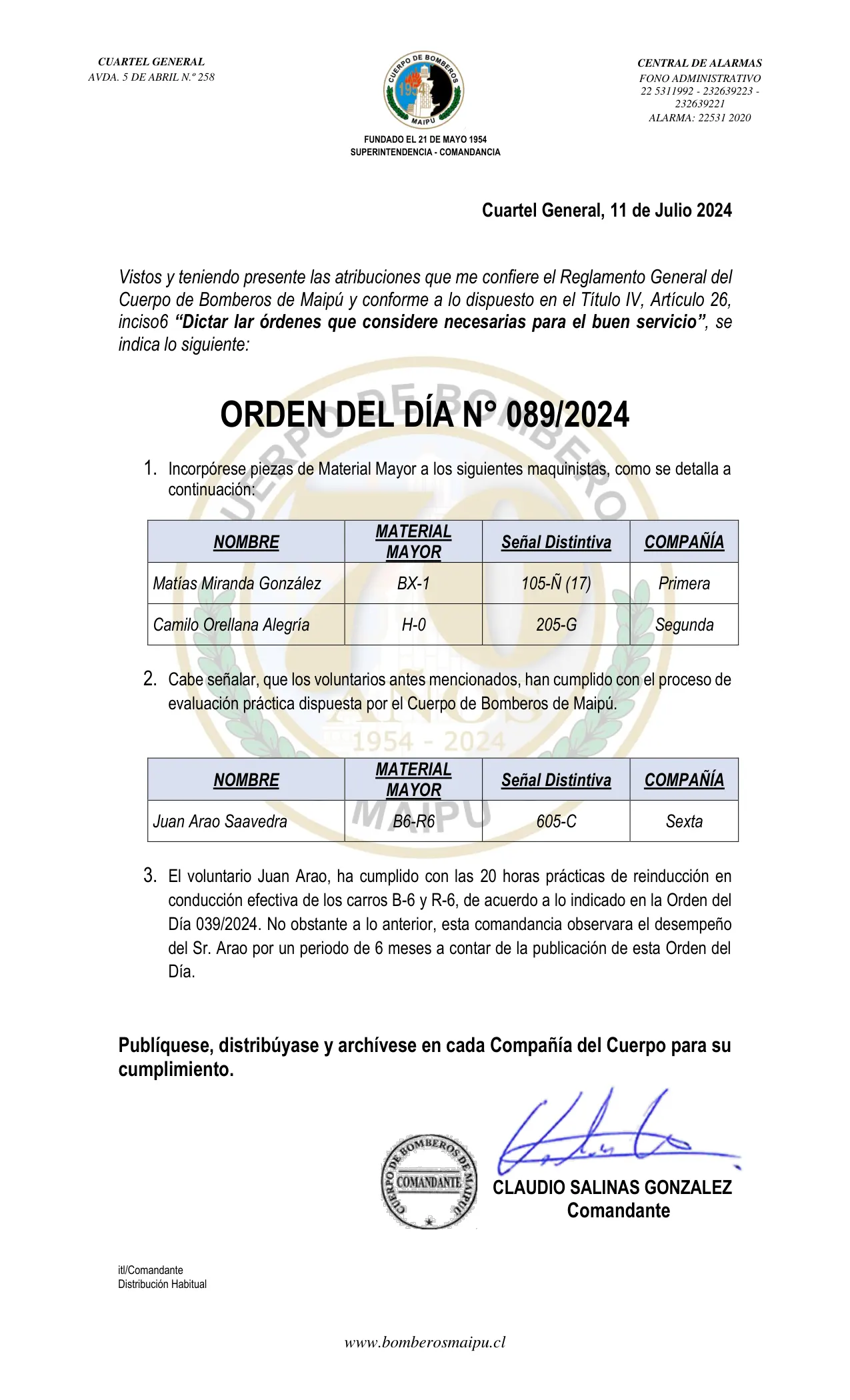 Página 1 de Orden del Día N° 89/2024