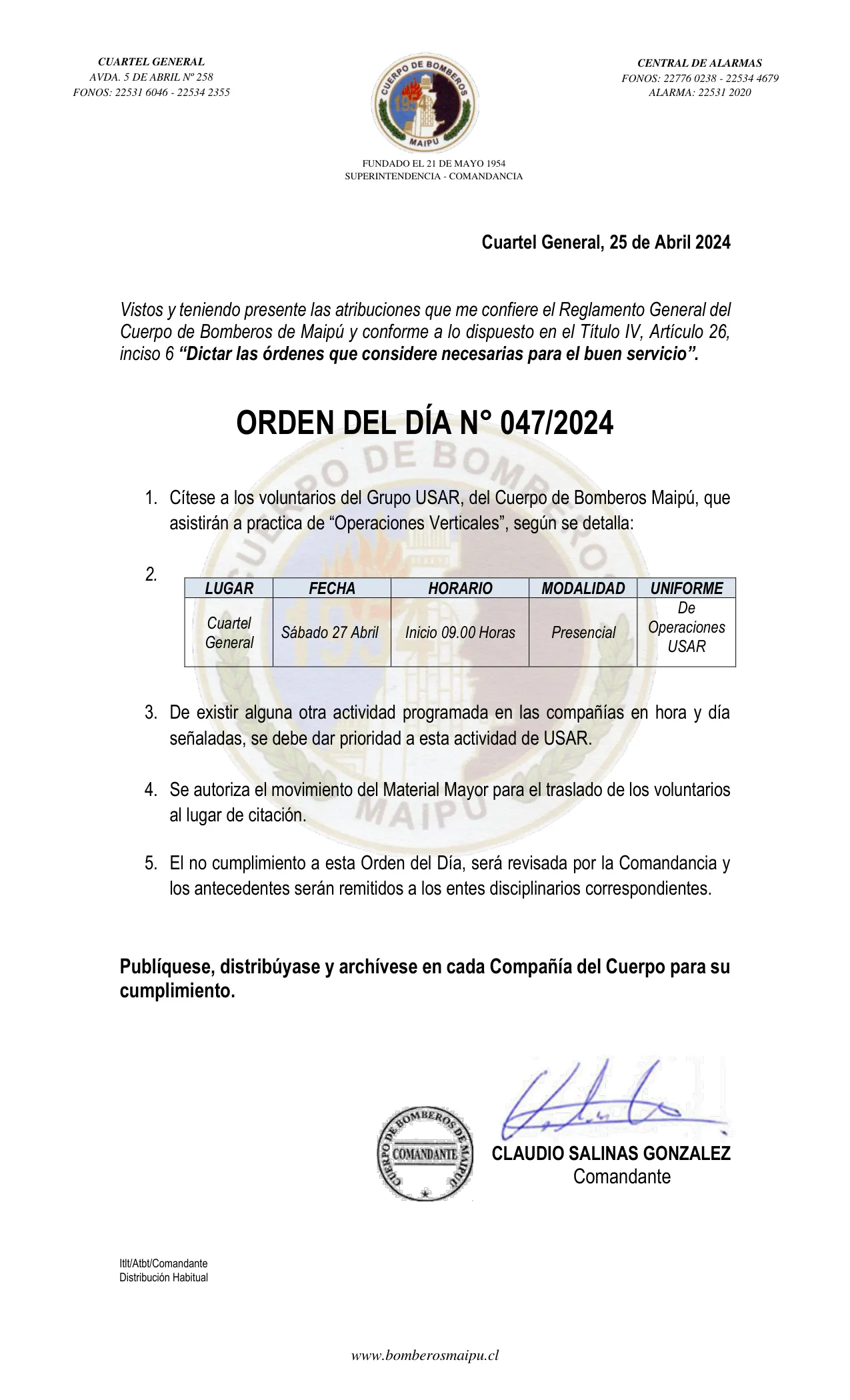 Página 1 de Orden del Día N° 47/2024