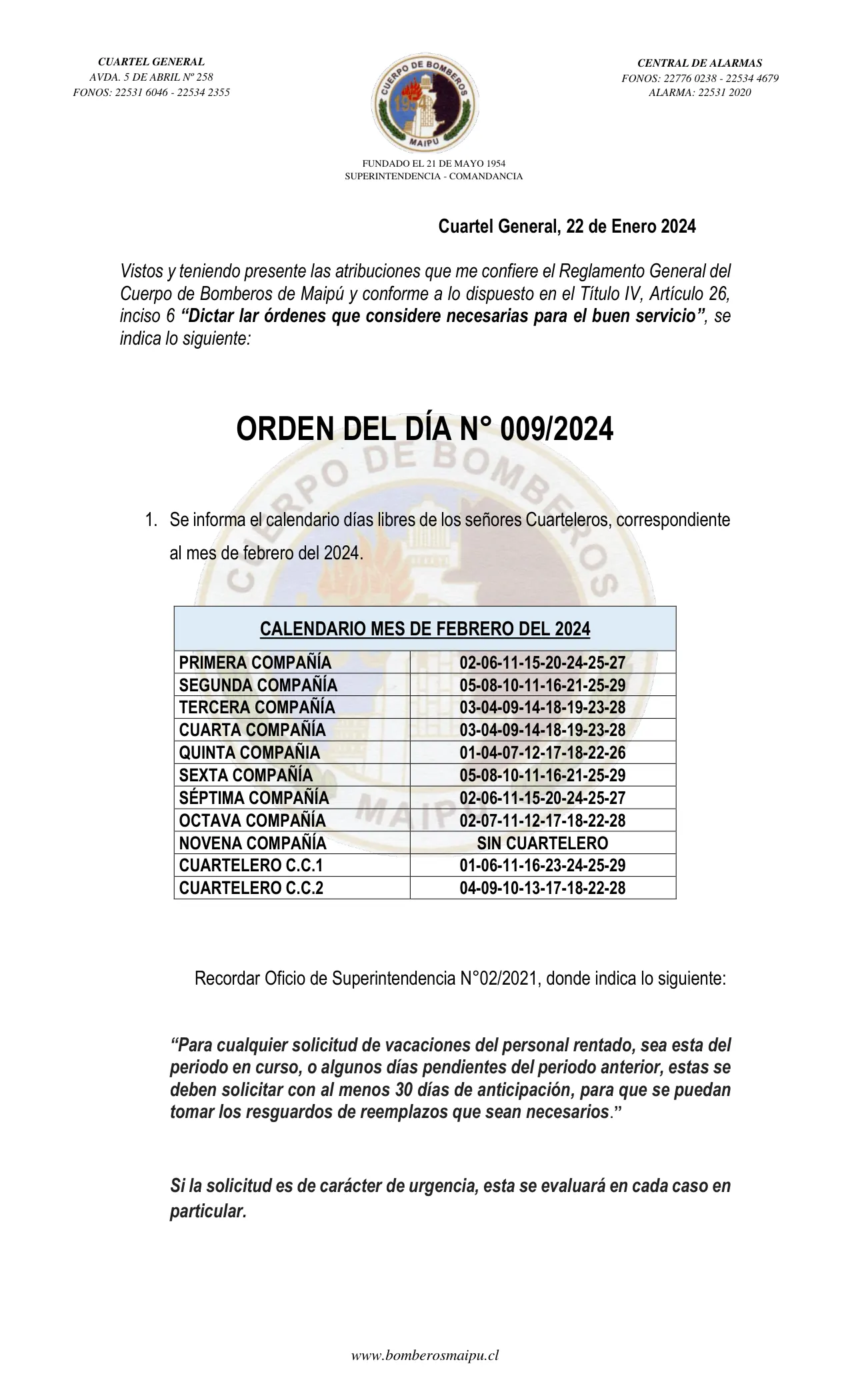 Página 1 de Orden del Día N° 9/2024